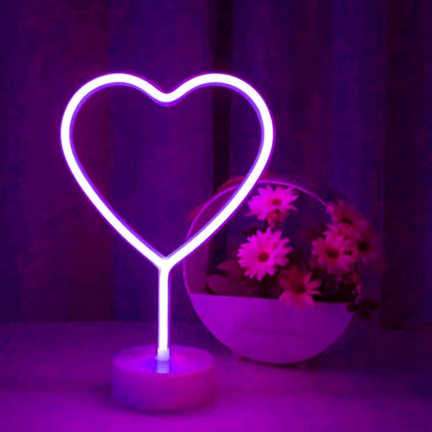Letrero Neón Corazón UrsaMajor LED Morado para Decoración