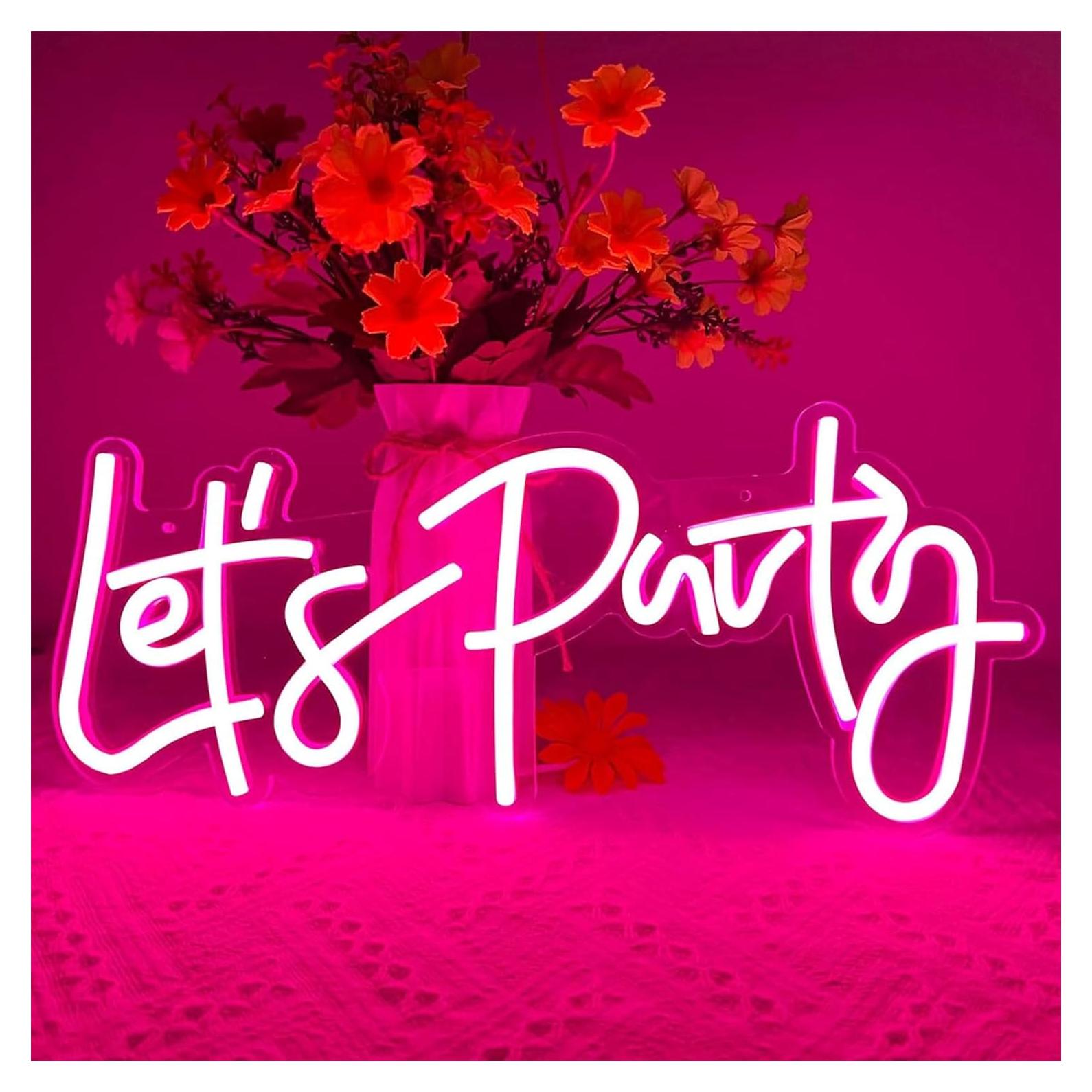 Letrero de Neón Rosa Vamos a Fiestar - Decoración LED 40x17cm