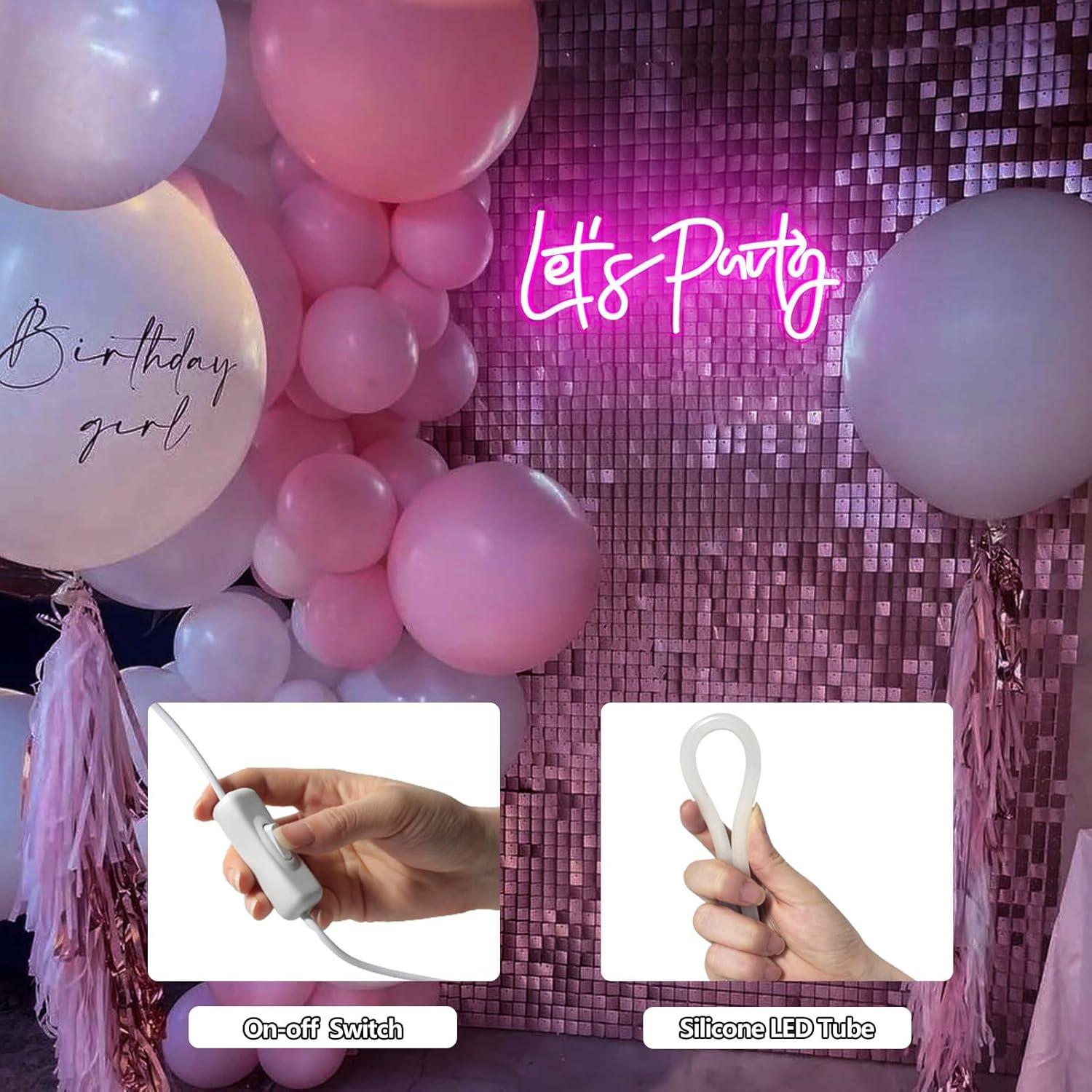 Letrero de Neón Rosa Vamos a Fiestar - Decoración LED 40x17cm