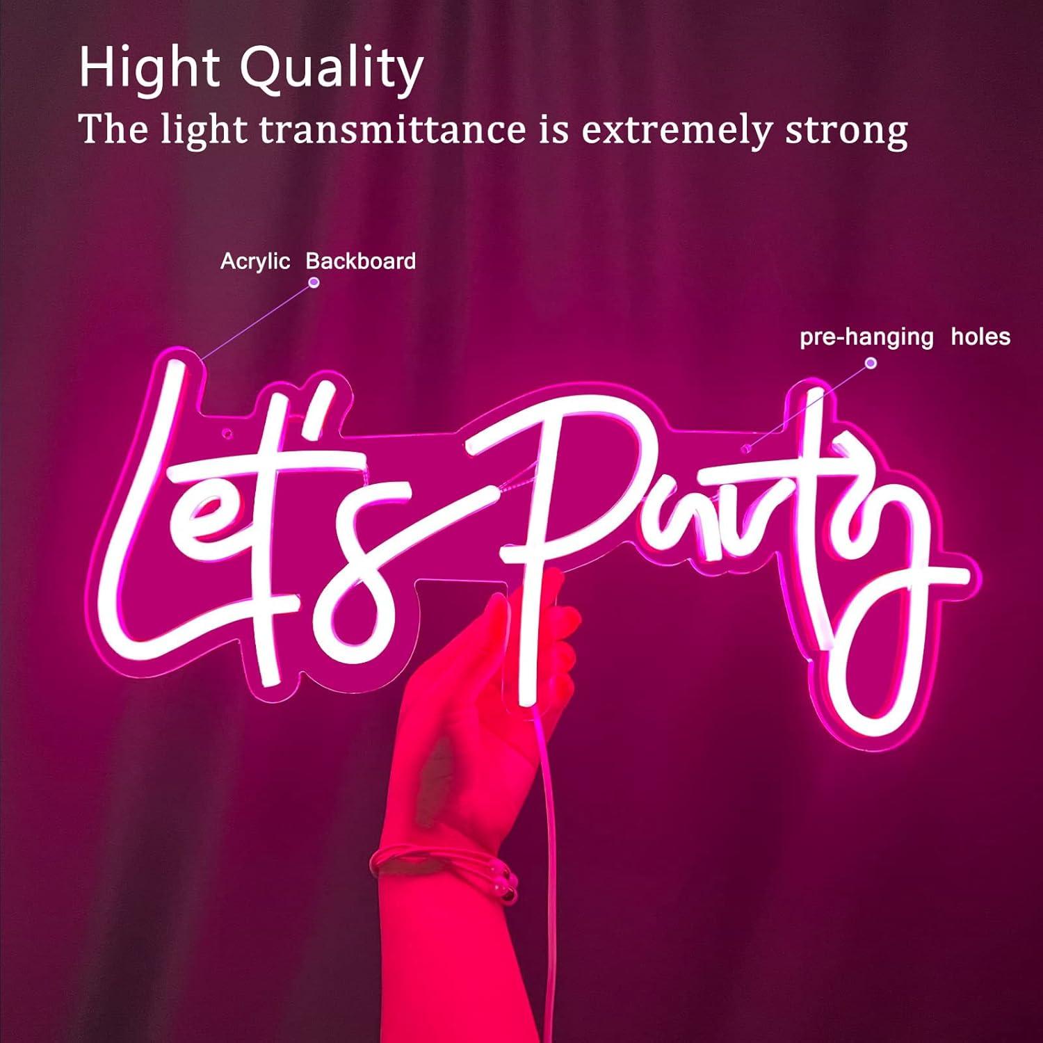 Letrero de Neón Rosa Vamos a Fiestar - Decoración LED 40x17cm