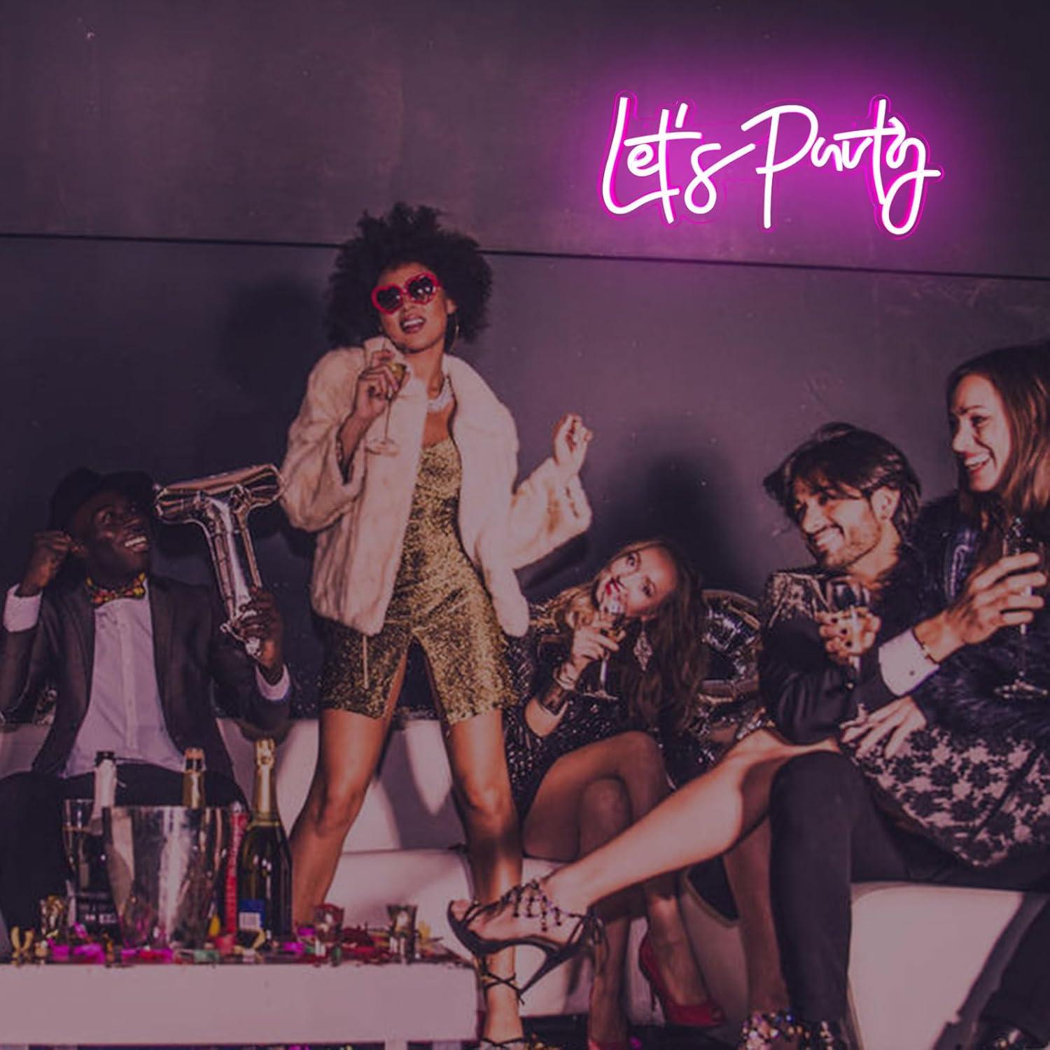 Letrero de Neón Rosa Vamos a Fiestar - Decoración LED 40x17cm