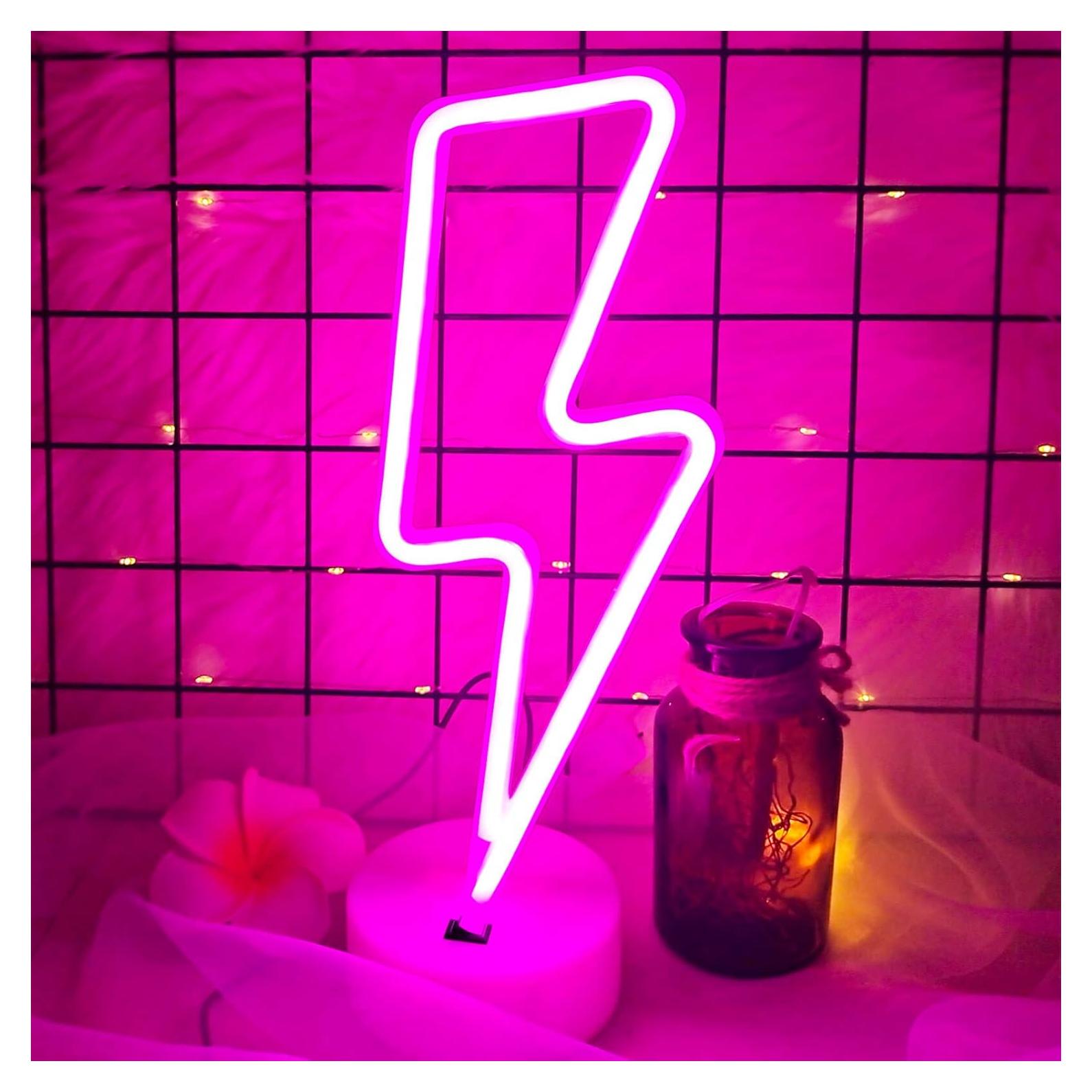 Luz LED Neon Rayo Rosa VIFULIN con Base USB/Batería