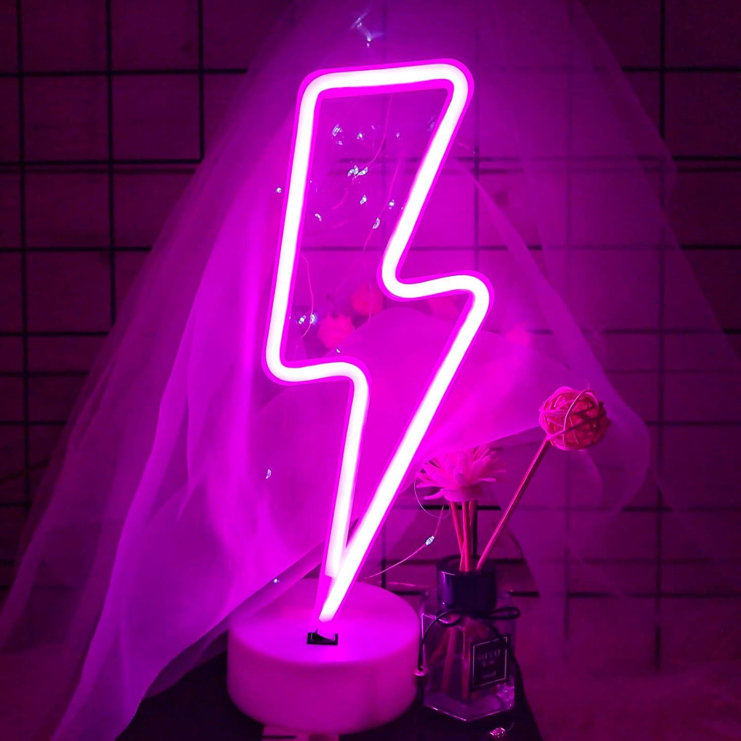 Luz LED Neon Rayo Rosa VIFULIN con Base USB/Batería