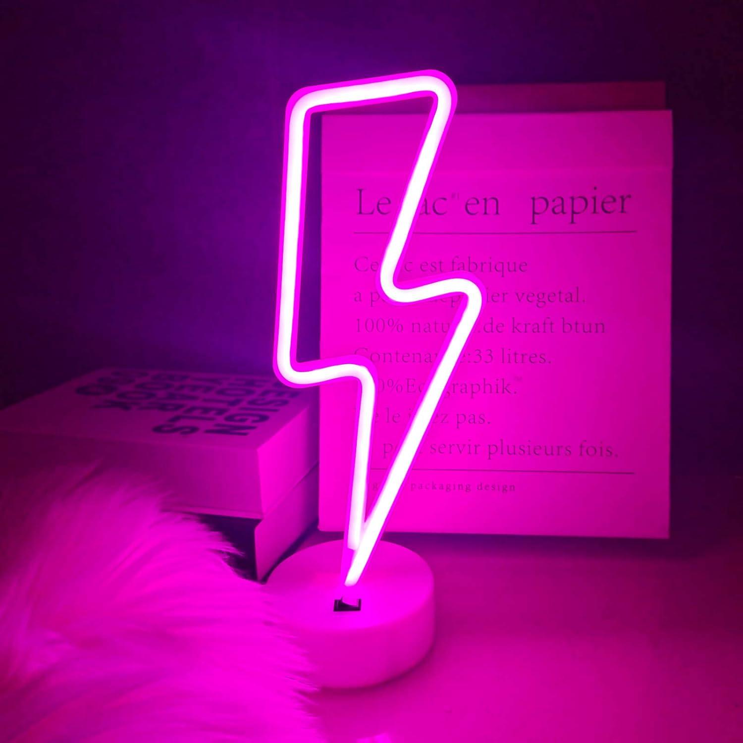 Luz LED Neon Rayo Rosa VIFULIN con Base USB/Batería