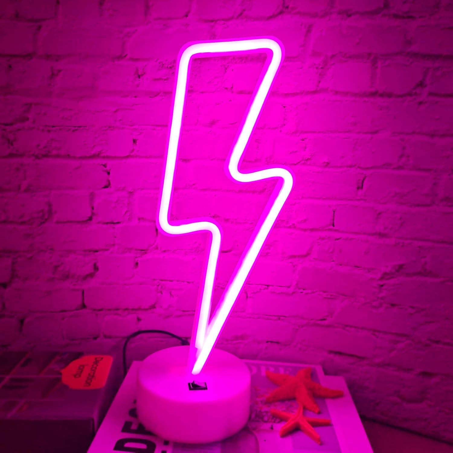Luz LED Neon Rayo Rosa VIFULIN con Base USB/Batería