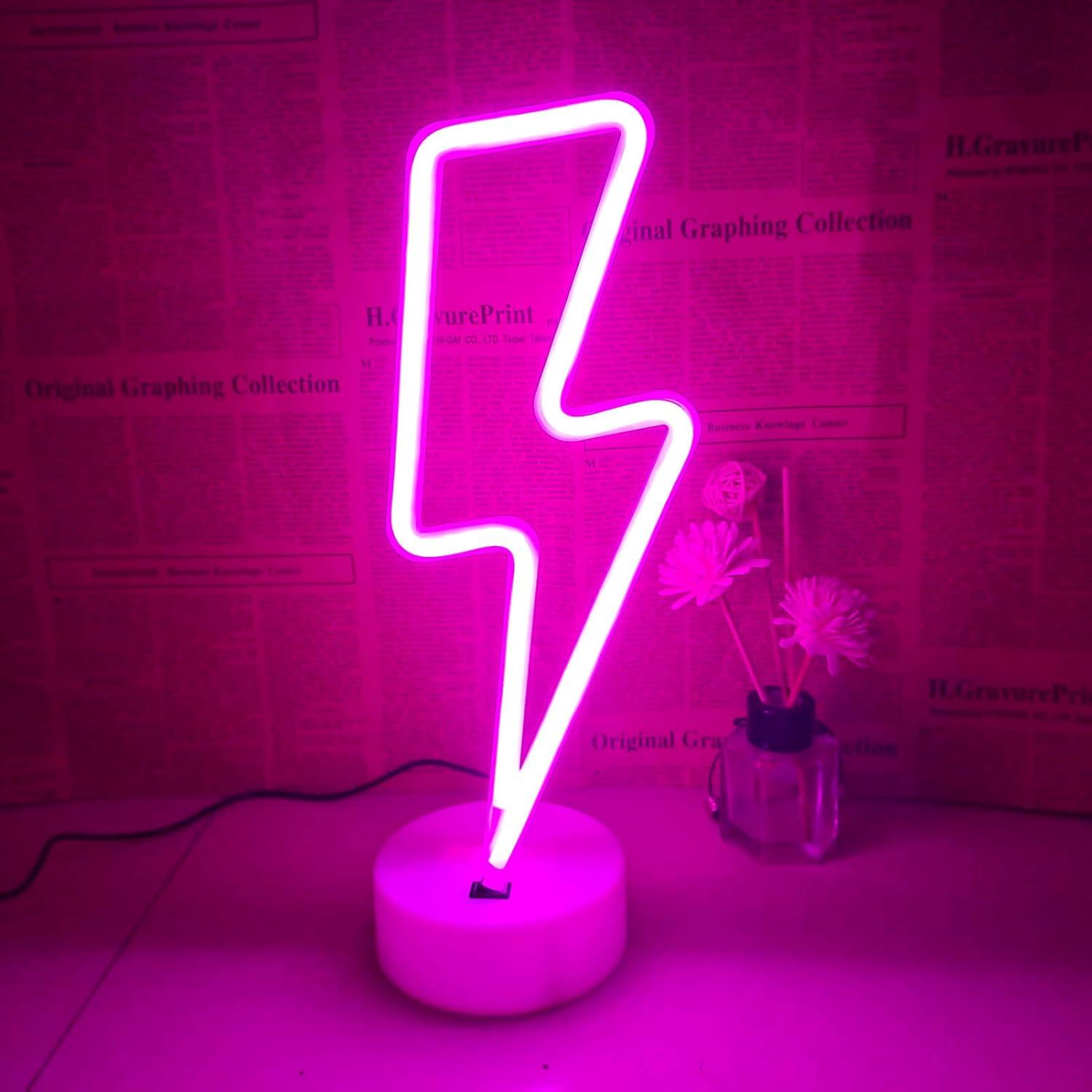 Luz LED Neon Rayo Rosa VIFULIN con Base USB/Batería