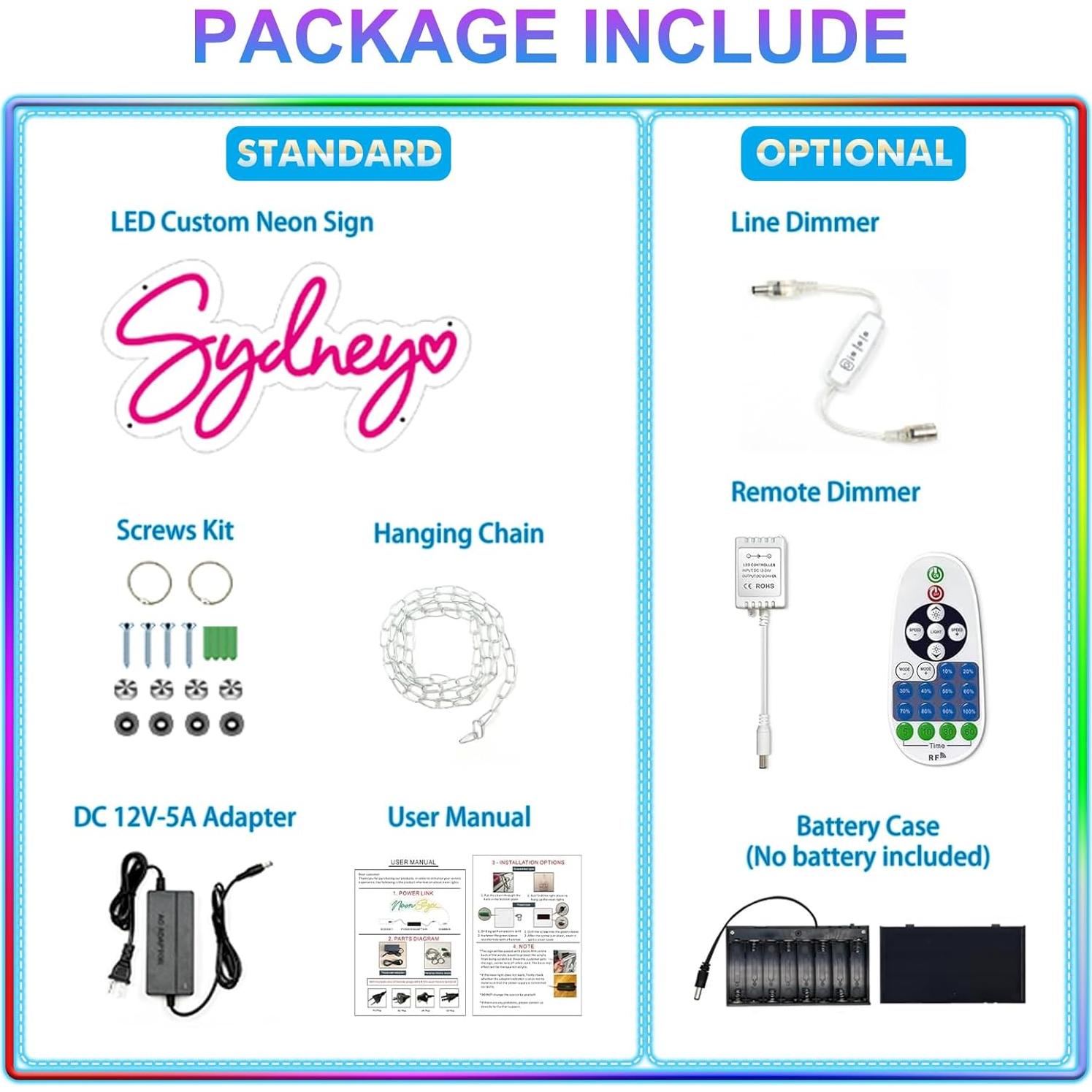 Cartel de Neón Personalizado LED AIOMBVY 50.8x30 cm