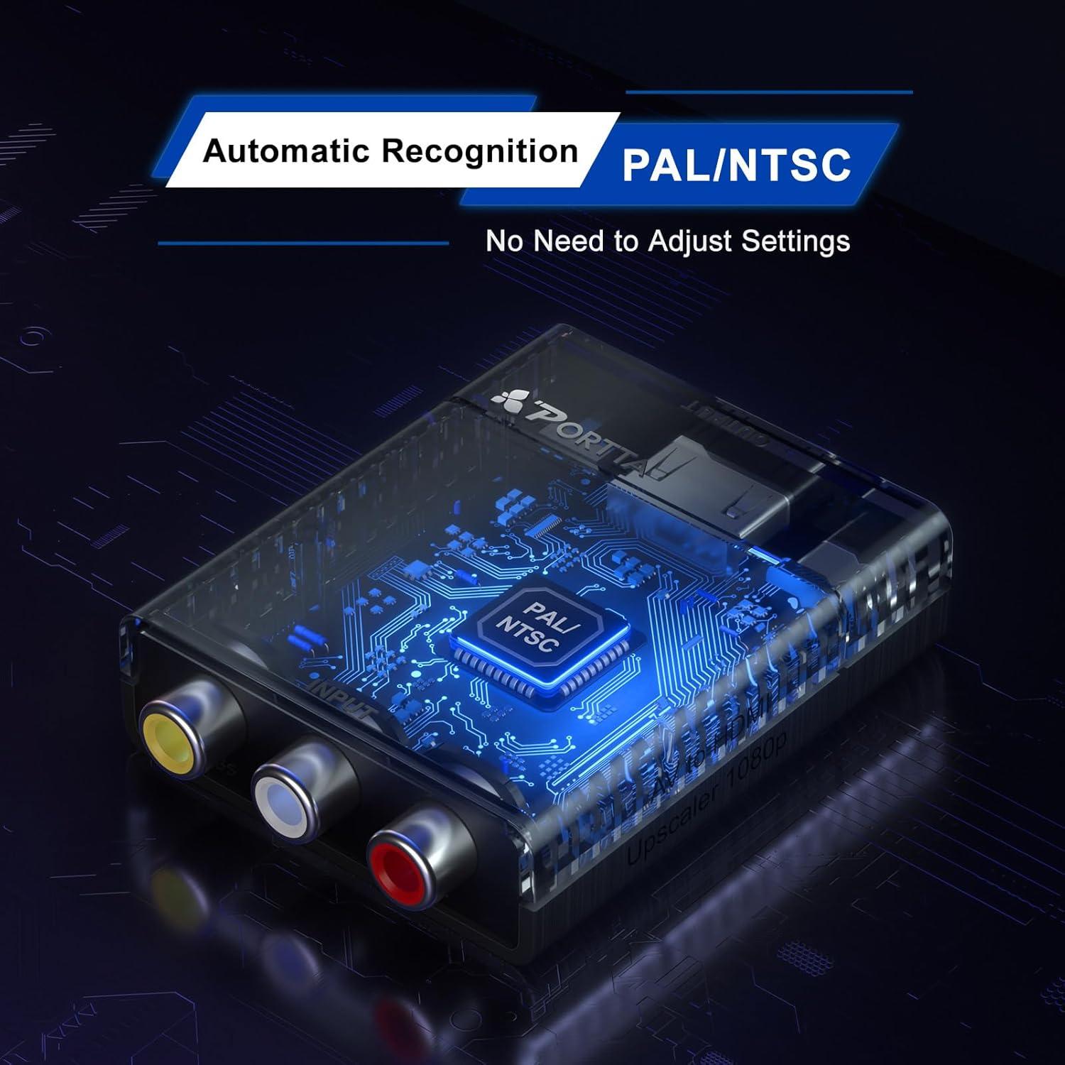 Convertidor de AV a HDMI 1080P Portta - RCA a HDMI