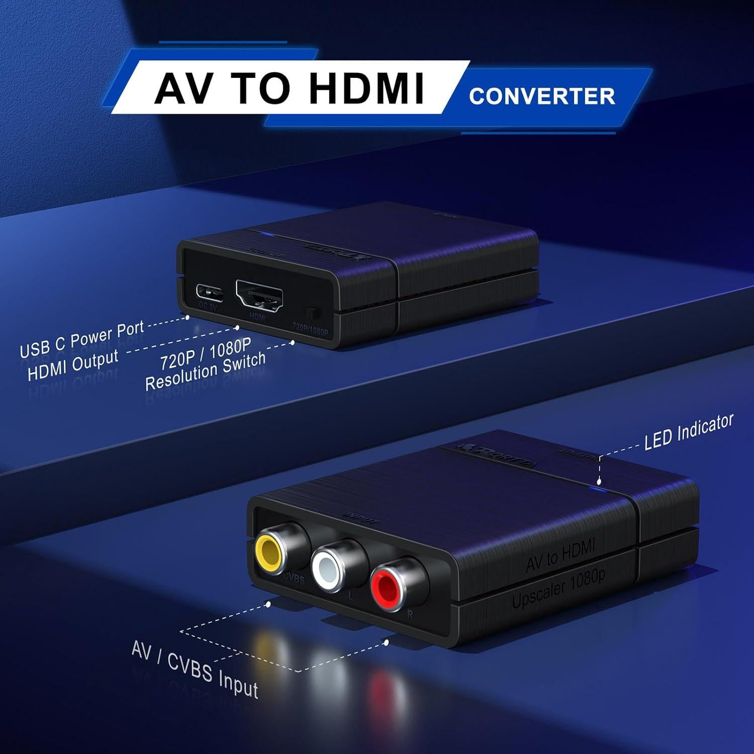 Convertidor de AV a HDMI 1080P Portta - RCA a HDMI