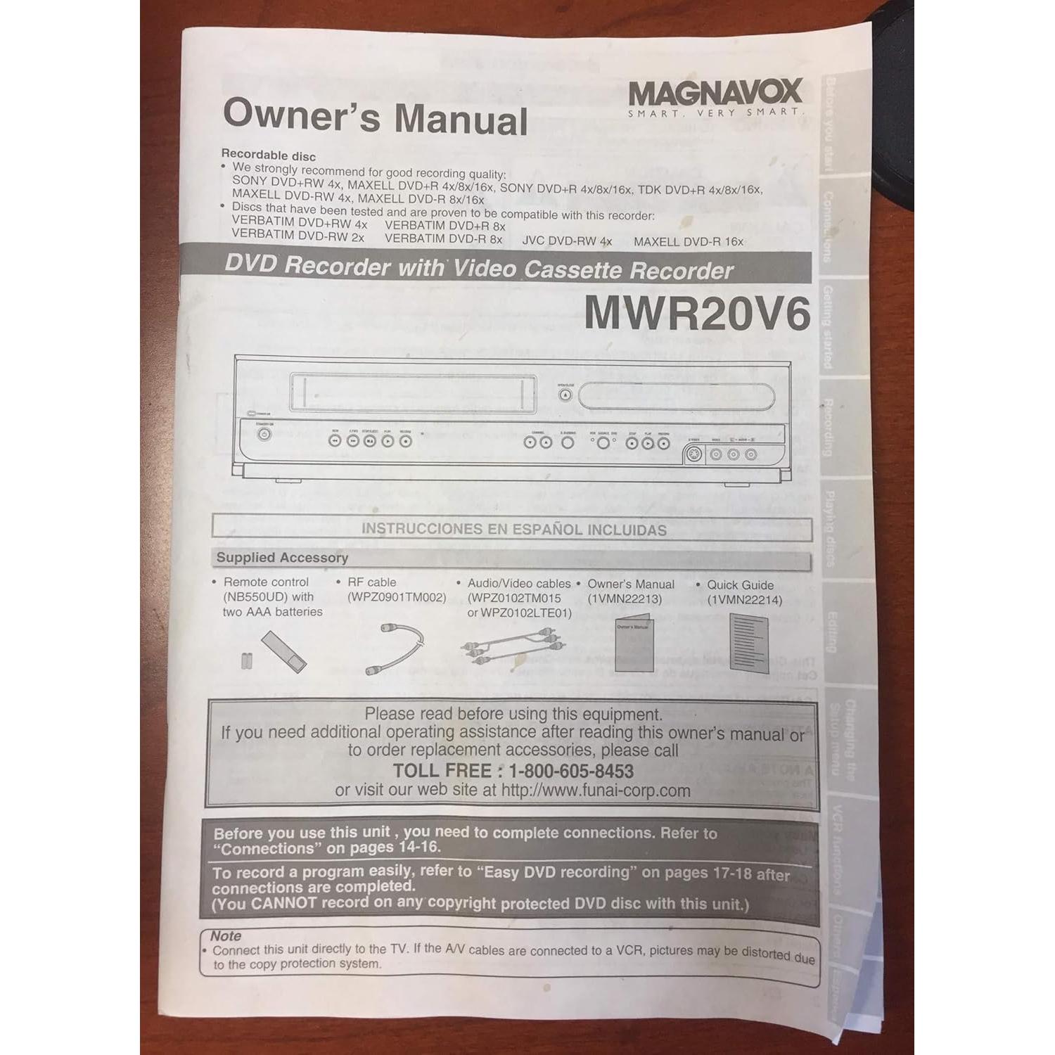 Magnavox MWR20V6 DVD Recorder / VCR Combo