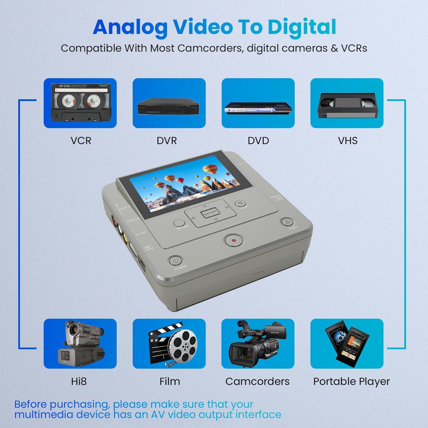 Grabadora de VHS a DVD Clariviews - Multifuncional, HD, WiFi