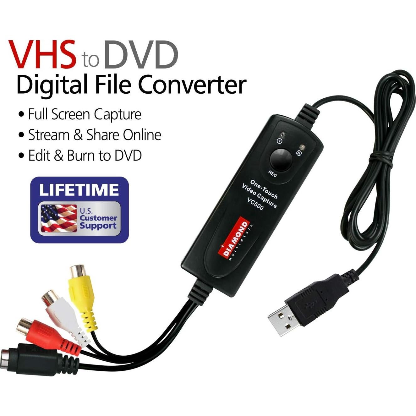 Convertidor de Video Diamond VC500 USB a Digital VHS DVD