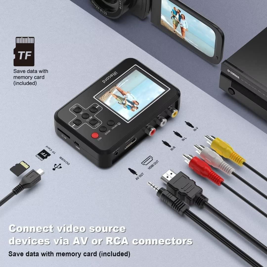 VHS to Digital Converter, Mini Video Capture Device, Record Video from DVD, VCR's, VHS Tapes, Hi8, RCA, TV Box, Camcorder and Gaming Systems