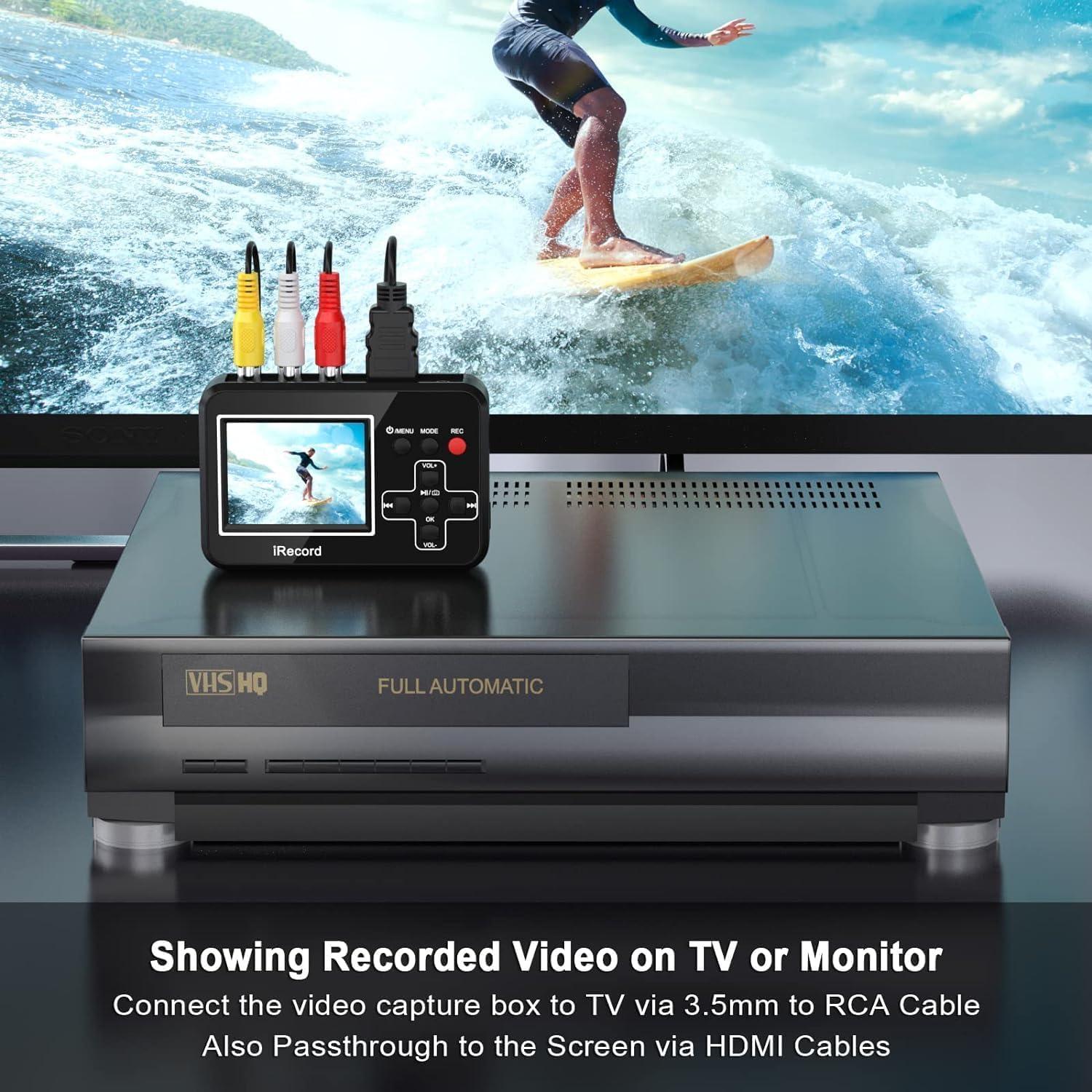 VHS to Digital Converter, Mini Video Capture Device, Record Video from DVD, VCR's, VHS Tapes, Hi8, RCA, TV Box, Camcorder and Gaming Systems