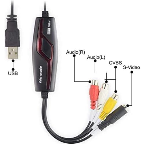 VHS to Digital Converter,Video Capture Card Device,VHS VCR Hi8 Mini DV to Mac Digital Converter,RCA to USB Video Converter for PC TV Tape Player Camcorder,MAC Windows Vista Compatible