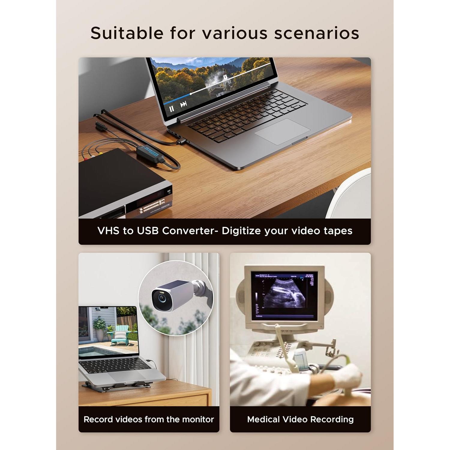 Convertidor de VHS a Digital Fulfalic - Captura USB 2.0 1080p