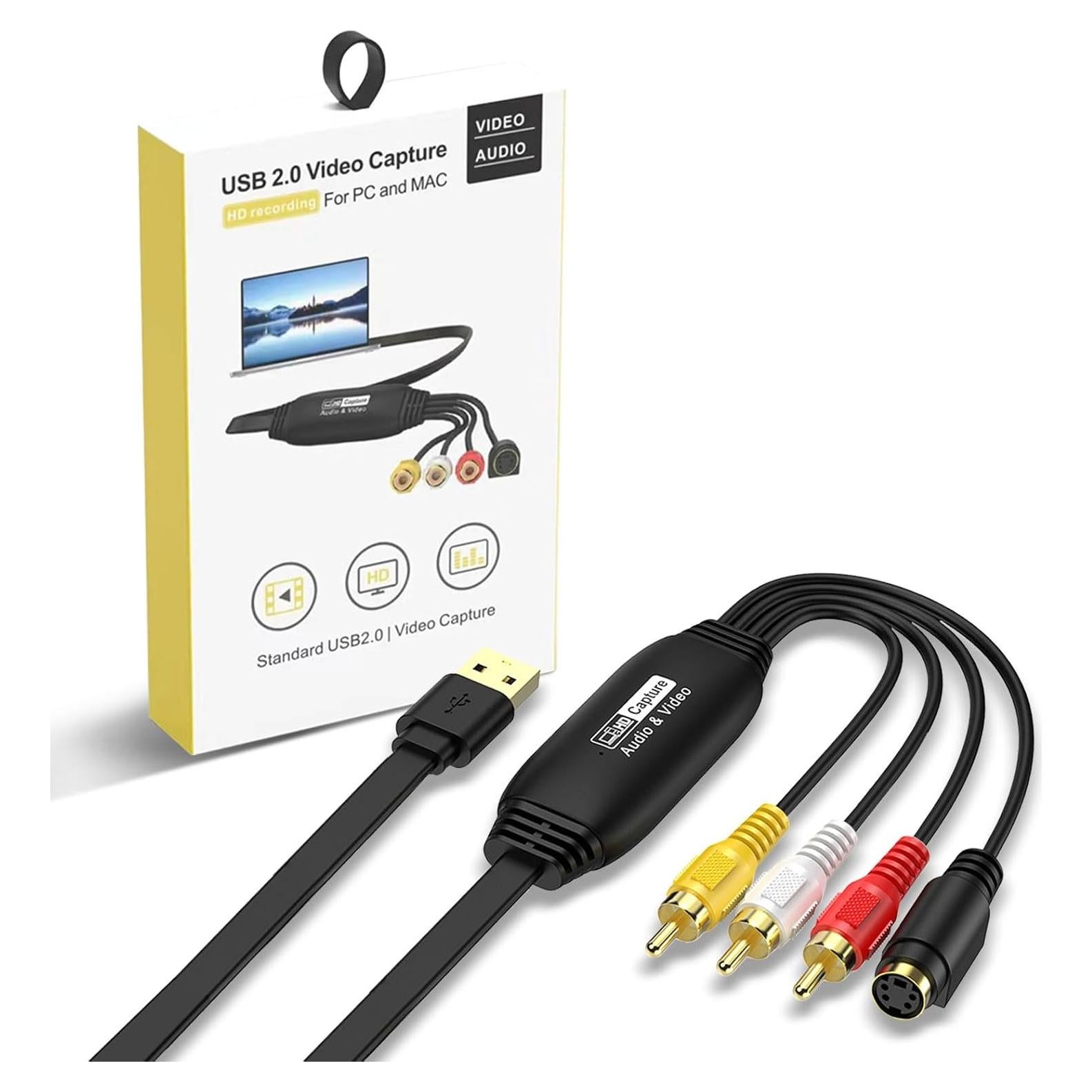 Convertidor de VHS a Digital 1080P CLLGrocery USB RCA