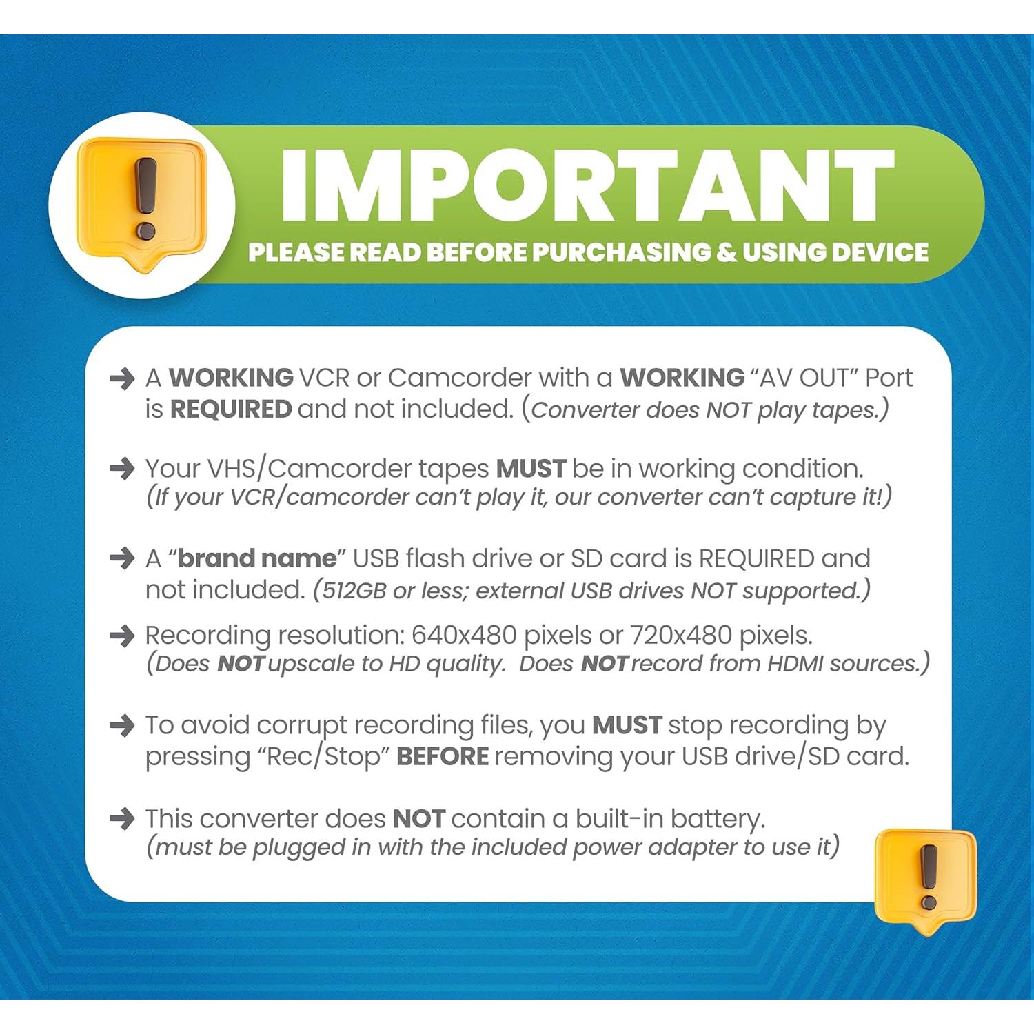 ClearClick Video to Digital Converter 2.0 (Second Generation) Mini Edition - Record Video from VCR's, VHS Tapes, AV, RCA, Hi8, Camcorder, DVD, Gaming Systems [Requires Working VCR/Camcorder & Tapes]