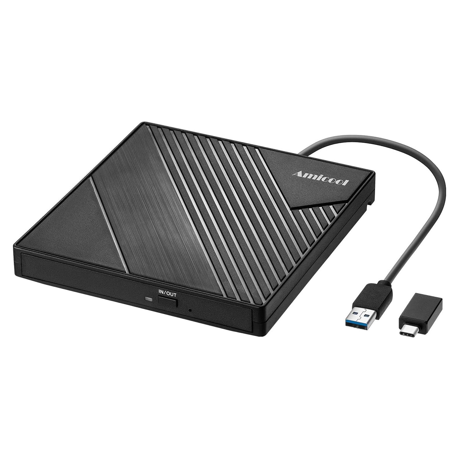 Unidad DVD Externa Amicool USB 3.0 Tipo C Grabadora CD/DVD