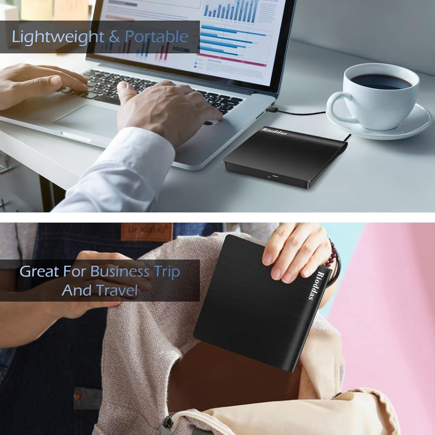 Unidad Externa de CD/DVD Rioddas USB 3.0 16.5x16.3cm