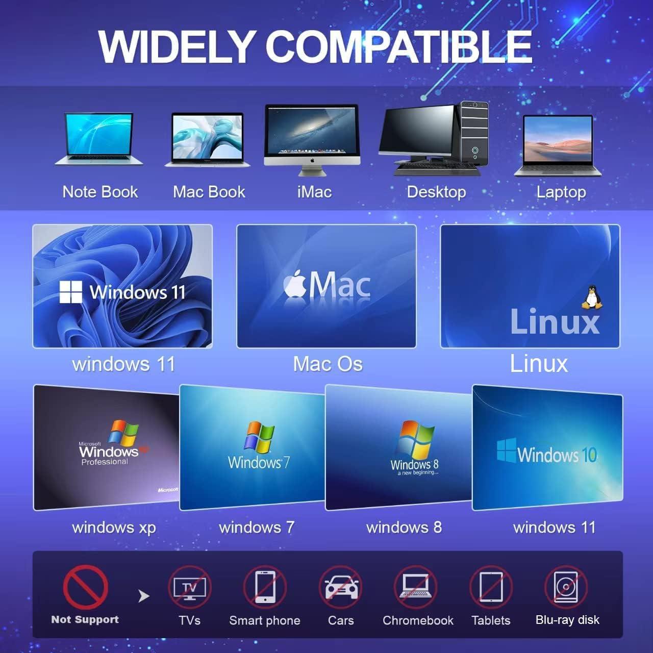 Unidad Externa de CD/DVD BPAKDU 8 en 1 USB 3.0 Negra