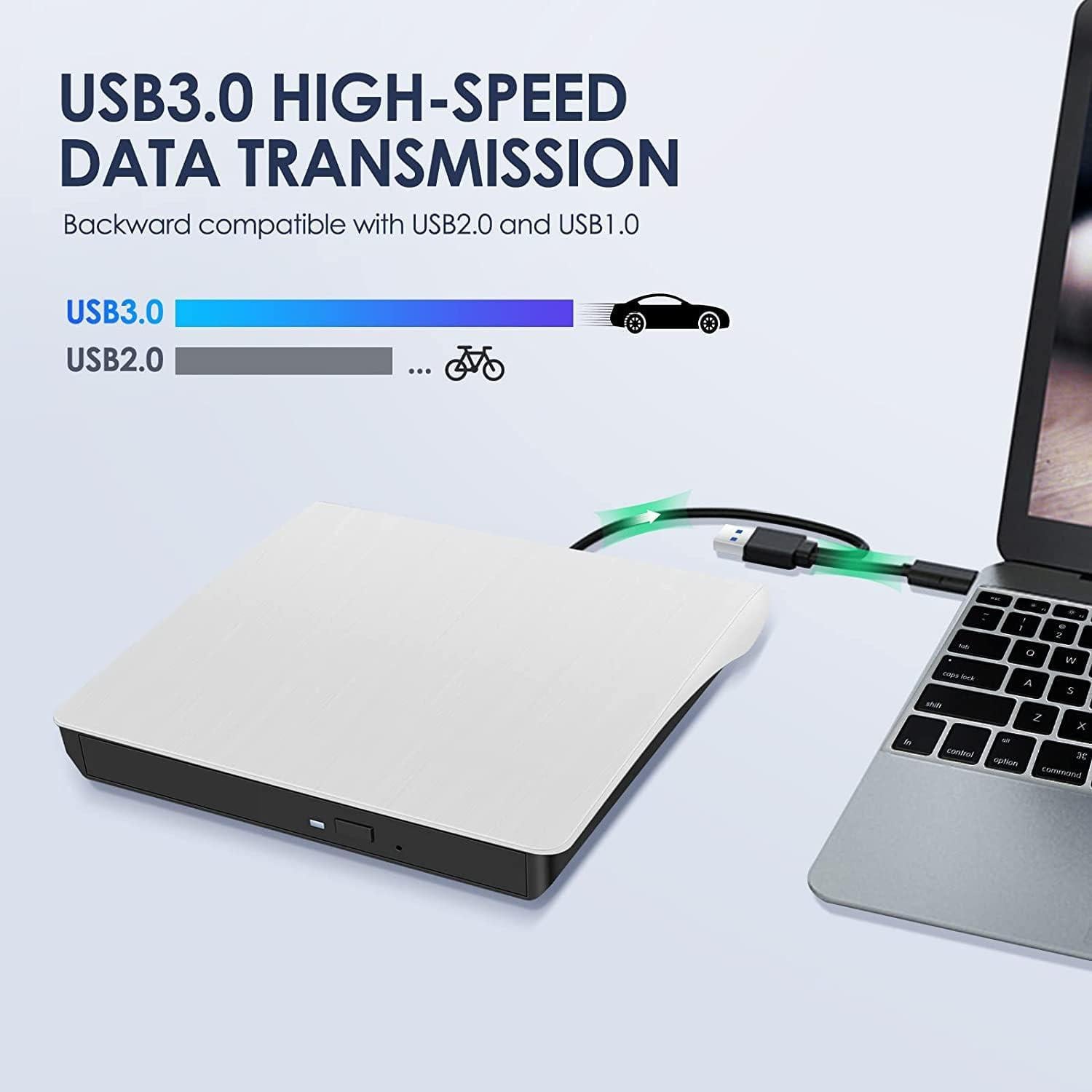 Unidad Externa de CD/DVD Hcsunfly USB 3.0 Tipo C Blanca
