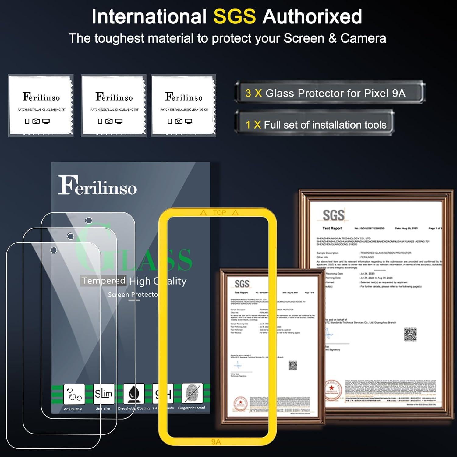 Protector de Pantalla Ferilinso Vidrio Templado 9H+ para Google Pixel 9A