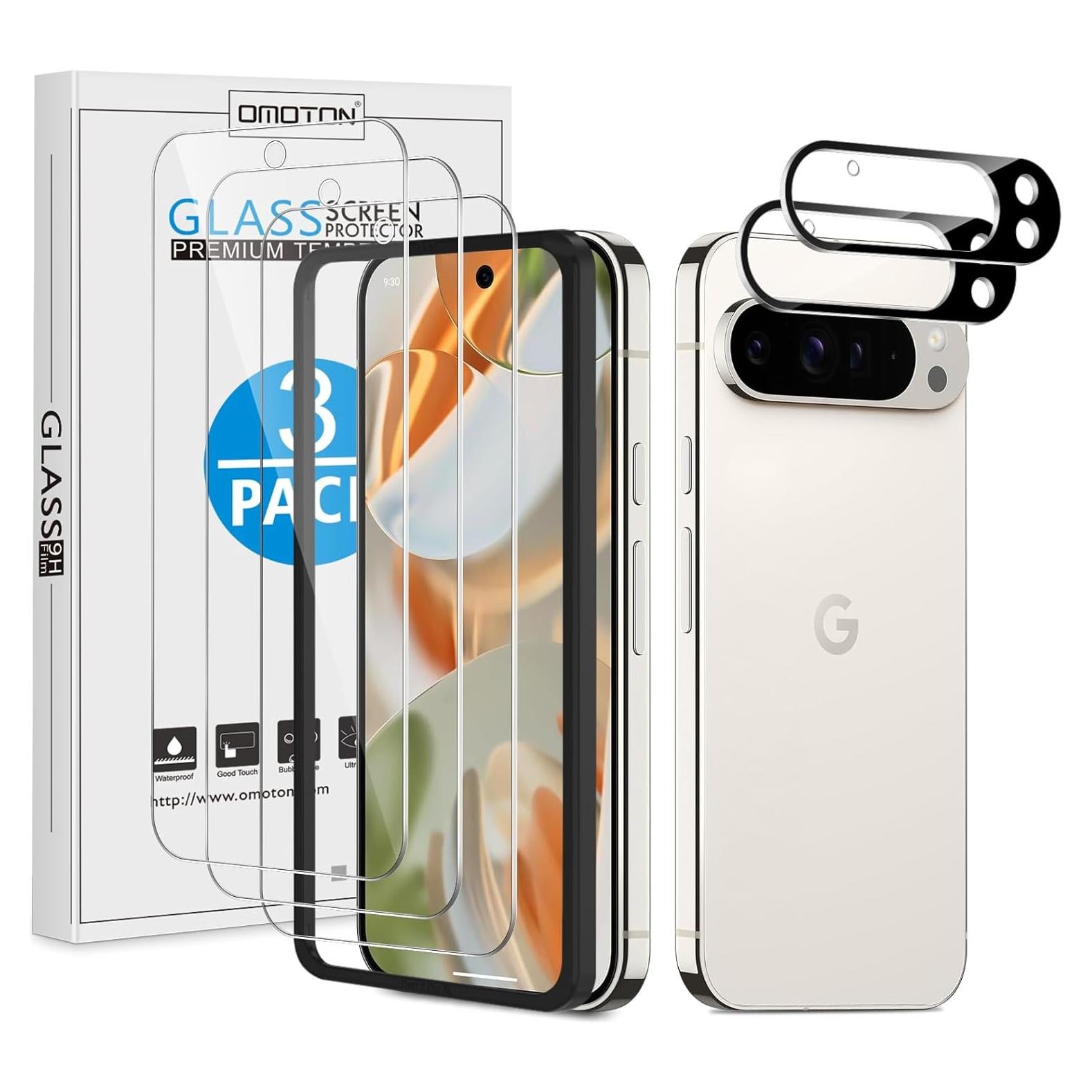 Protector de Pantalla y Lente OMOTON para Google Pixel 9 Pro
