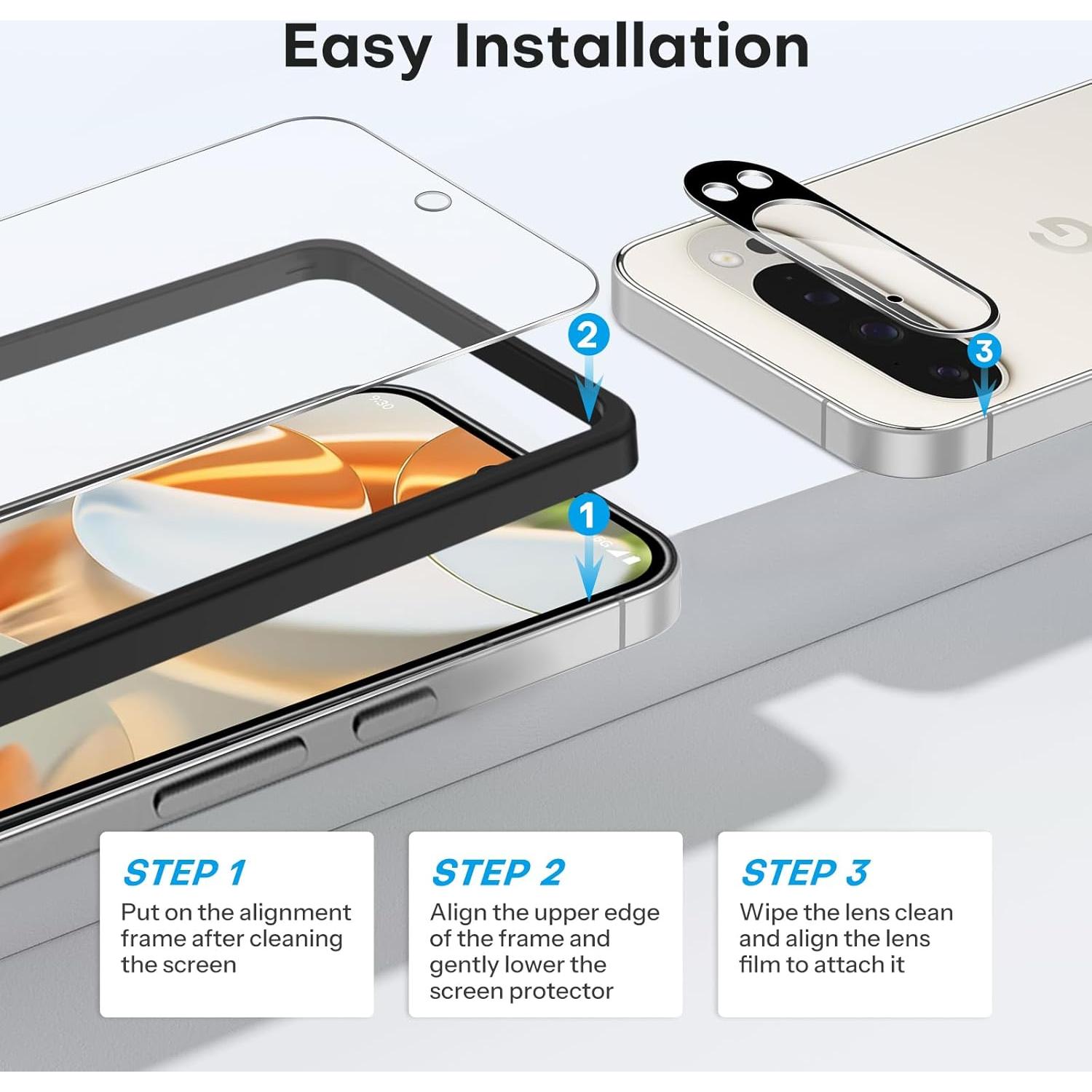 Protector de Pantalla y Lente OMOTON para Google Pixel 9 Pro