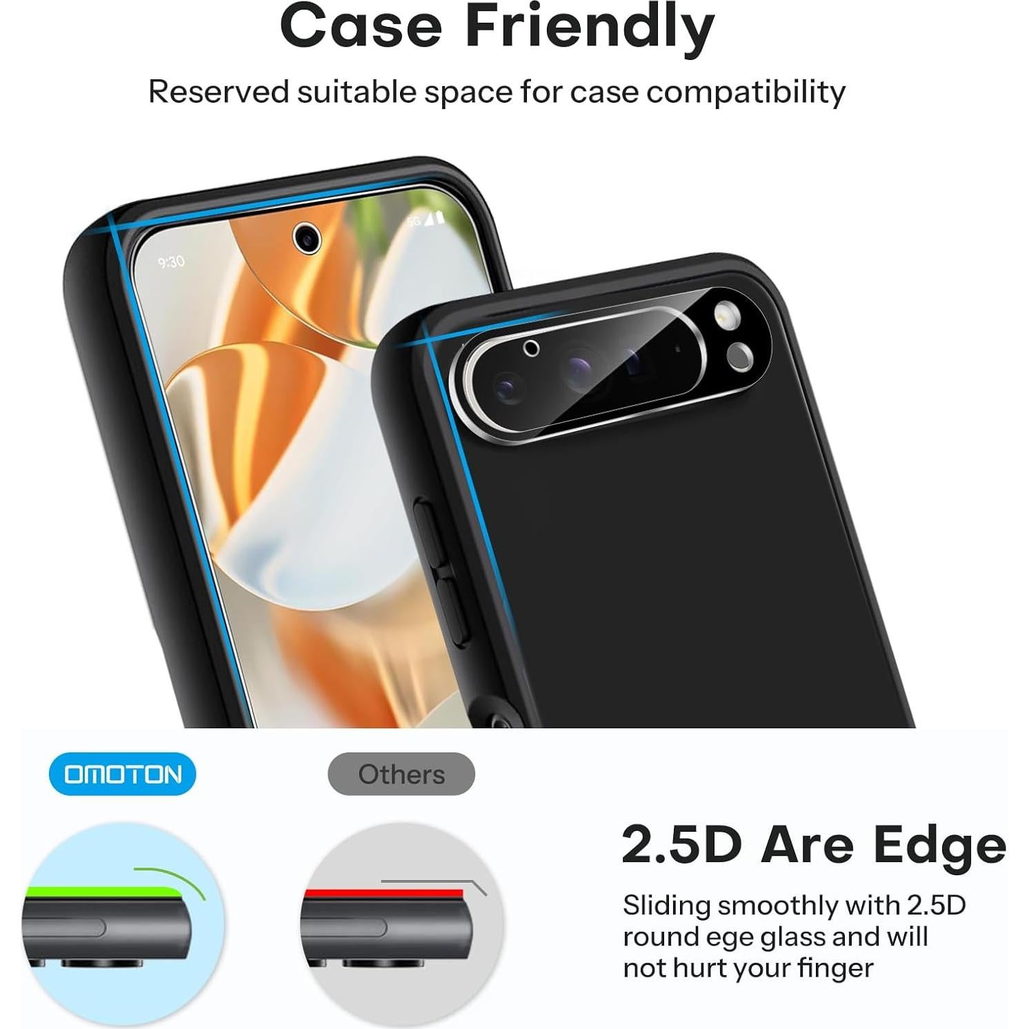 Protector de Pantalla y Lente OMOTON para Google Pixel 9 Pro