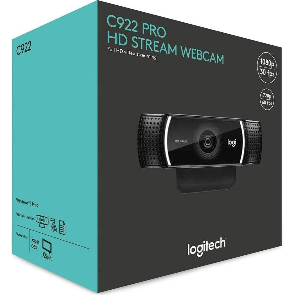 Cámara Web Logitech HD C922 Pro 1080p con Trípode Ajustable