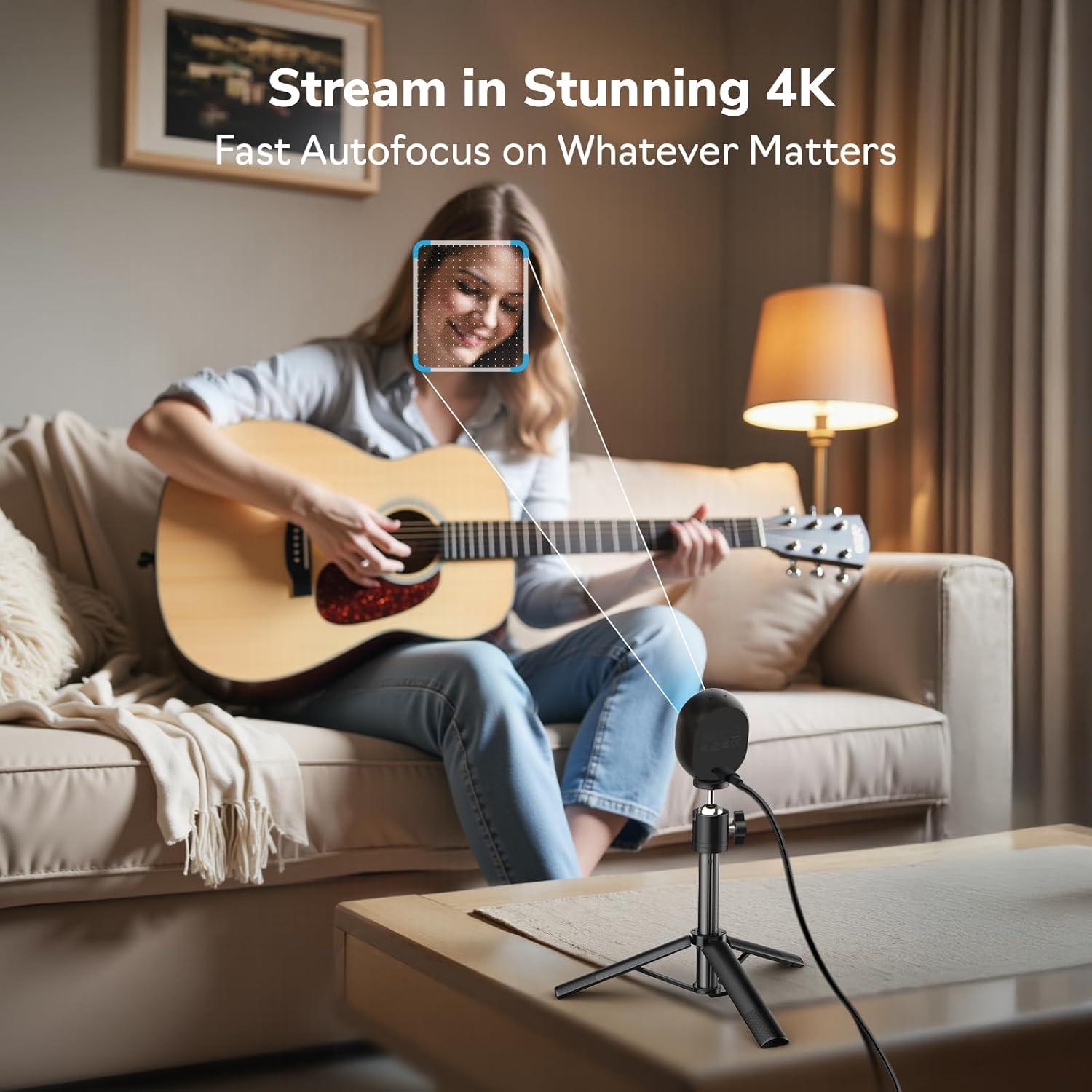 Webcam 4K EMEET Piko con IA, Autofoco y 3 Micrófonos