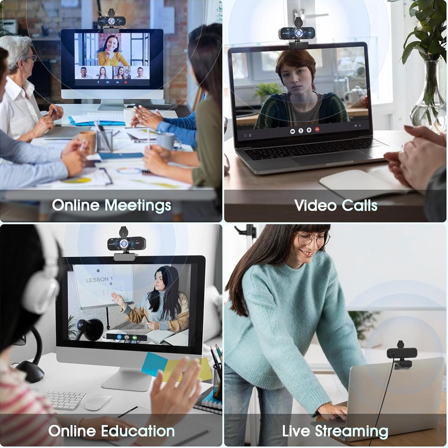 Cámara Web TRAUSI 1080P HD con Micrófono y Lente Gran Angular