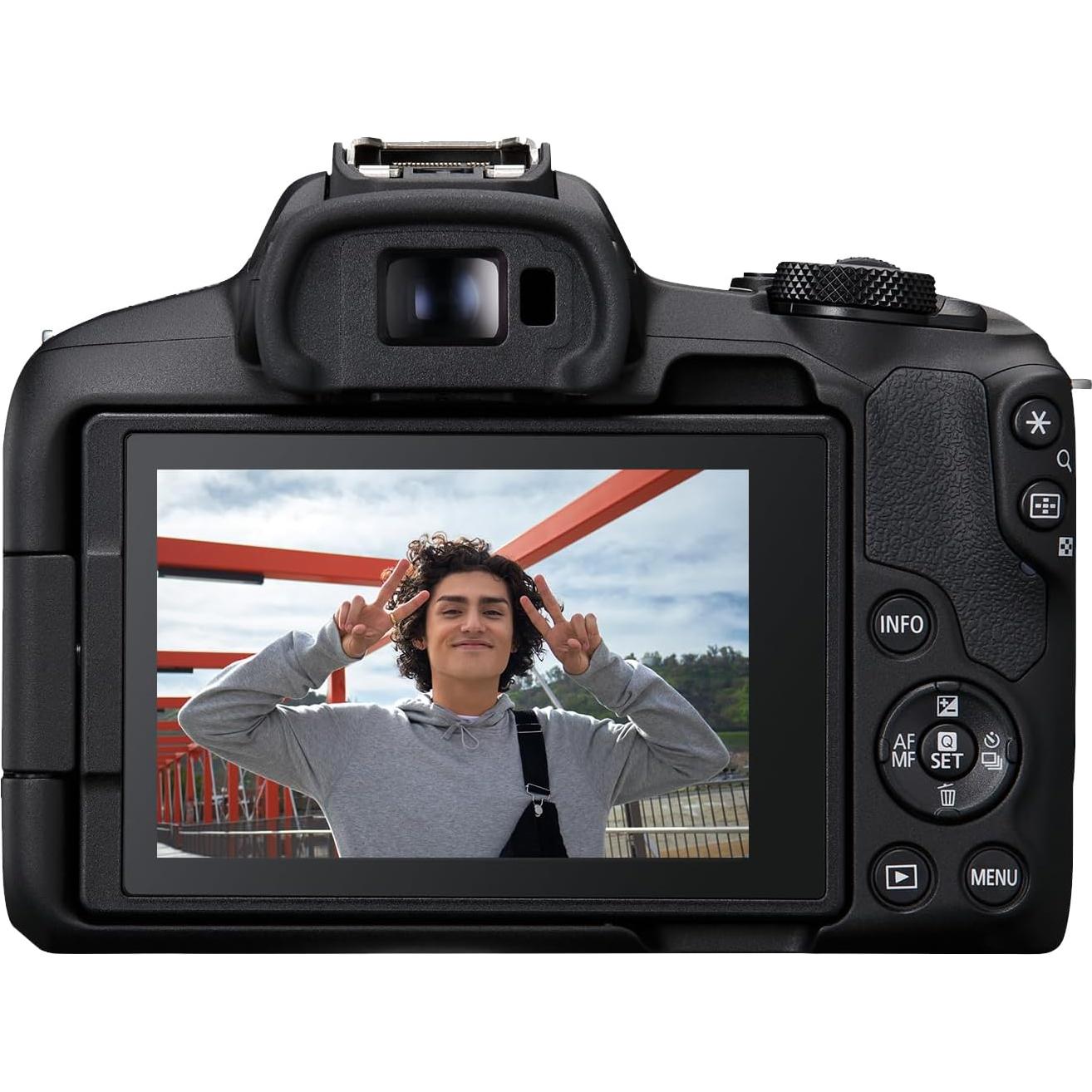 Canon EOS R50 Mirrorless Camera RF-S18-45mm F4.5-6.3 is STM Lens Kit, 24.2 Megapixel CMOS (APS-C) Sensor, 4K Video, Hybrid Camera, Photo and Video, Vlogging, Content Creator, RF Mount, Black