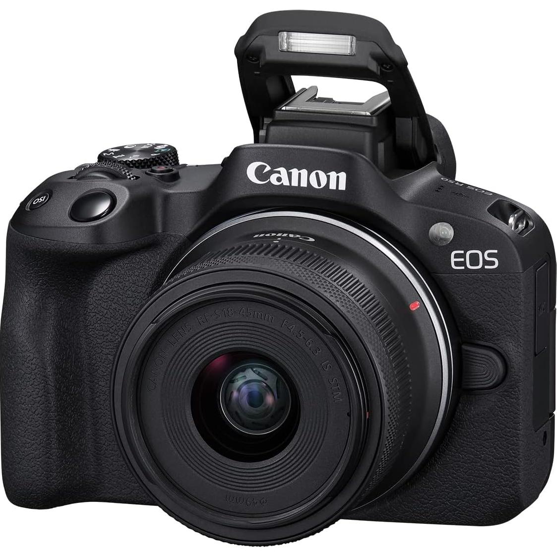 Canon EOS R50 Mirrorless Camera RF-S18-45mm F4.5-6.3 is STM Lens Kit, 24.2 Megapixel CMOS (APS-C) Sensor, 4K Video, Hybrid Camera, Photo and Video, Vlogging, Content Creator, RF Mount, Black