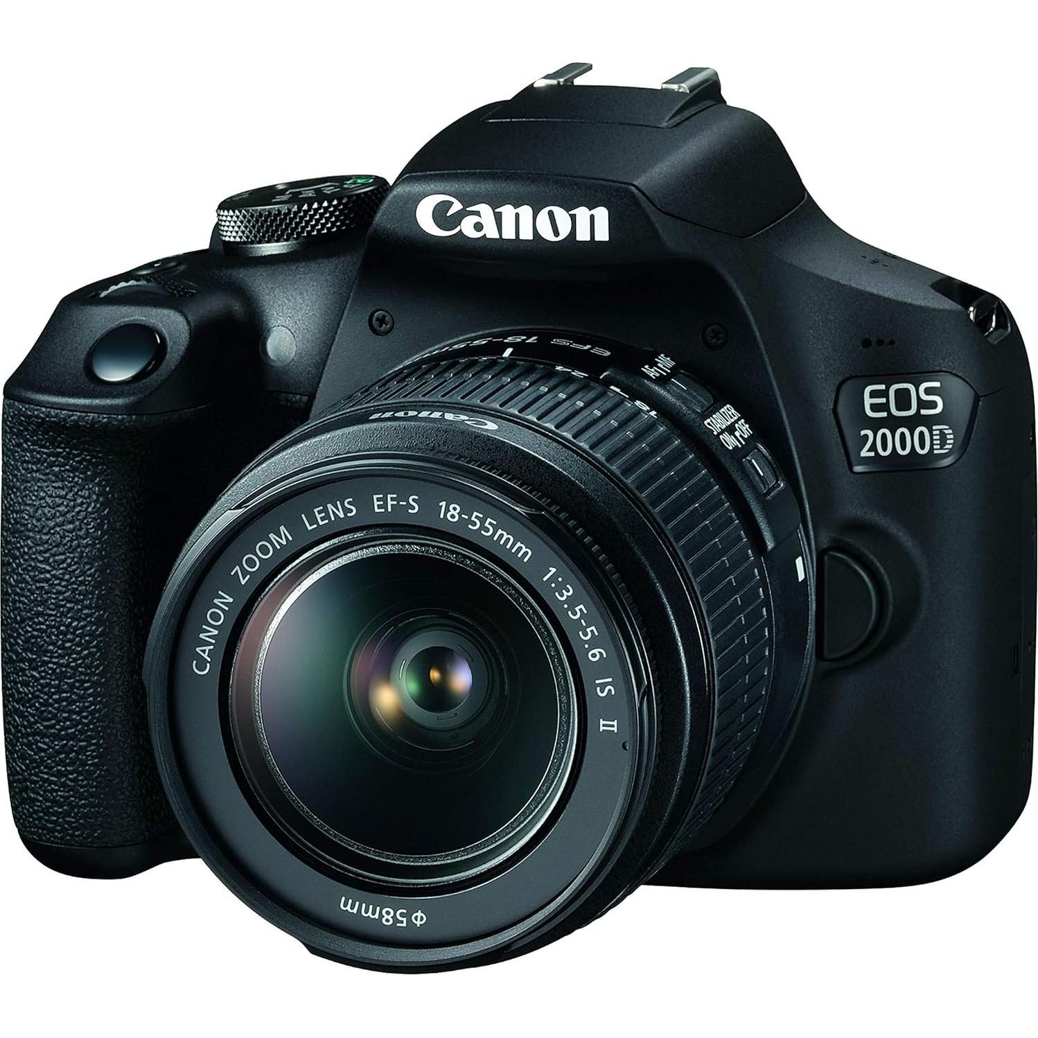 Canon EOS 2000D / Rebel T7 DSLR Camera w/ 18-55mm F/3.5-5.6 is II Lens + 32GB SD Card + More (Renewed)