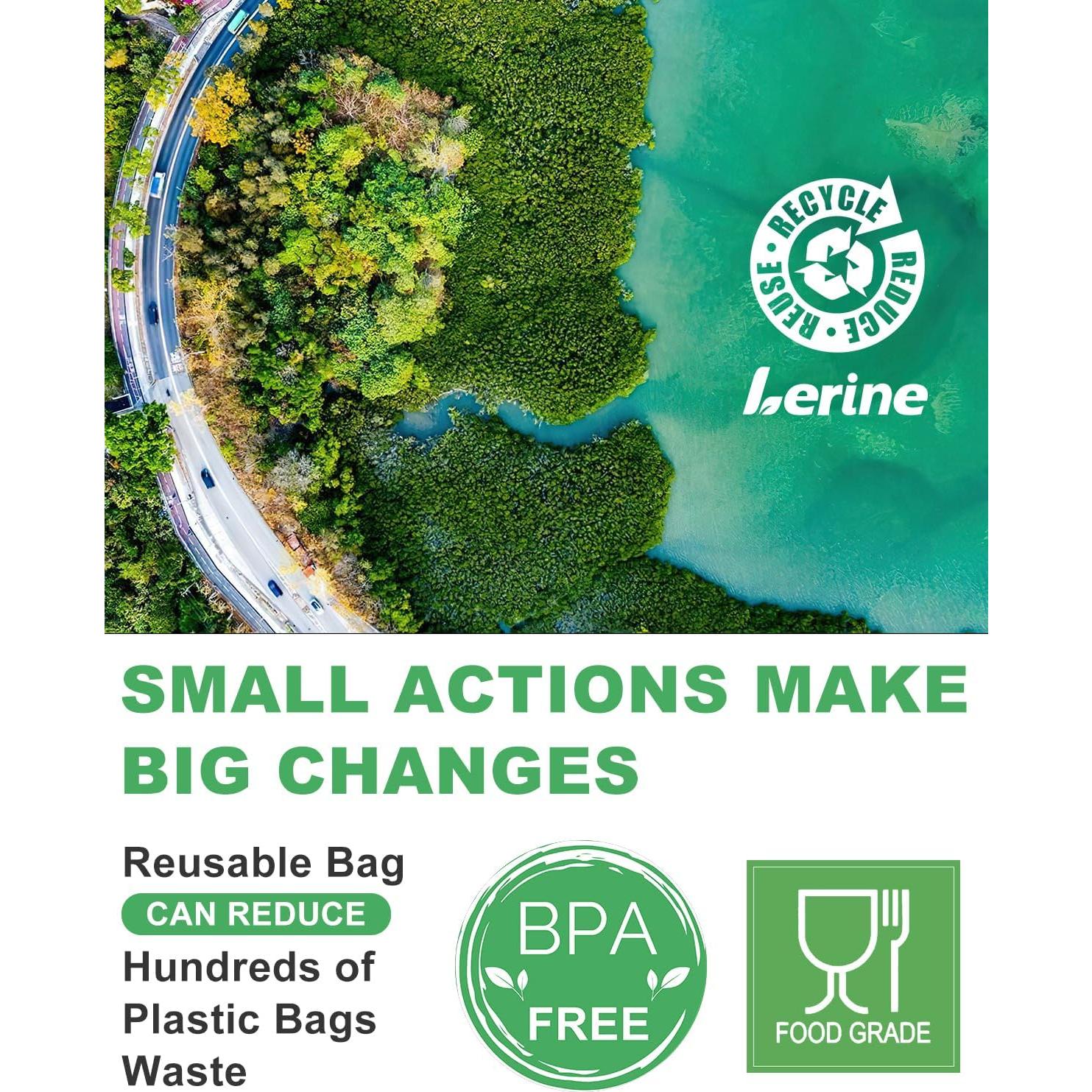 Lerine 22 Pack Reusable Freezer Bags Dishwasher Microwave Safe, Stand Up BPA Free Reusable Sandwich Bags, Silicone Free Leakproof Food Storage Bags for Meal Prep - 8Gallon 8Sandwich 6Snack