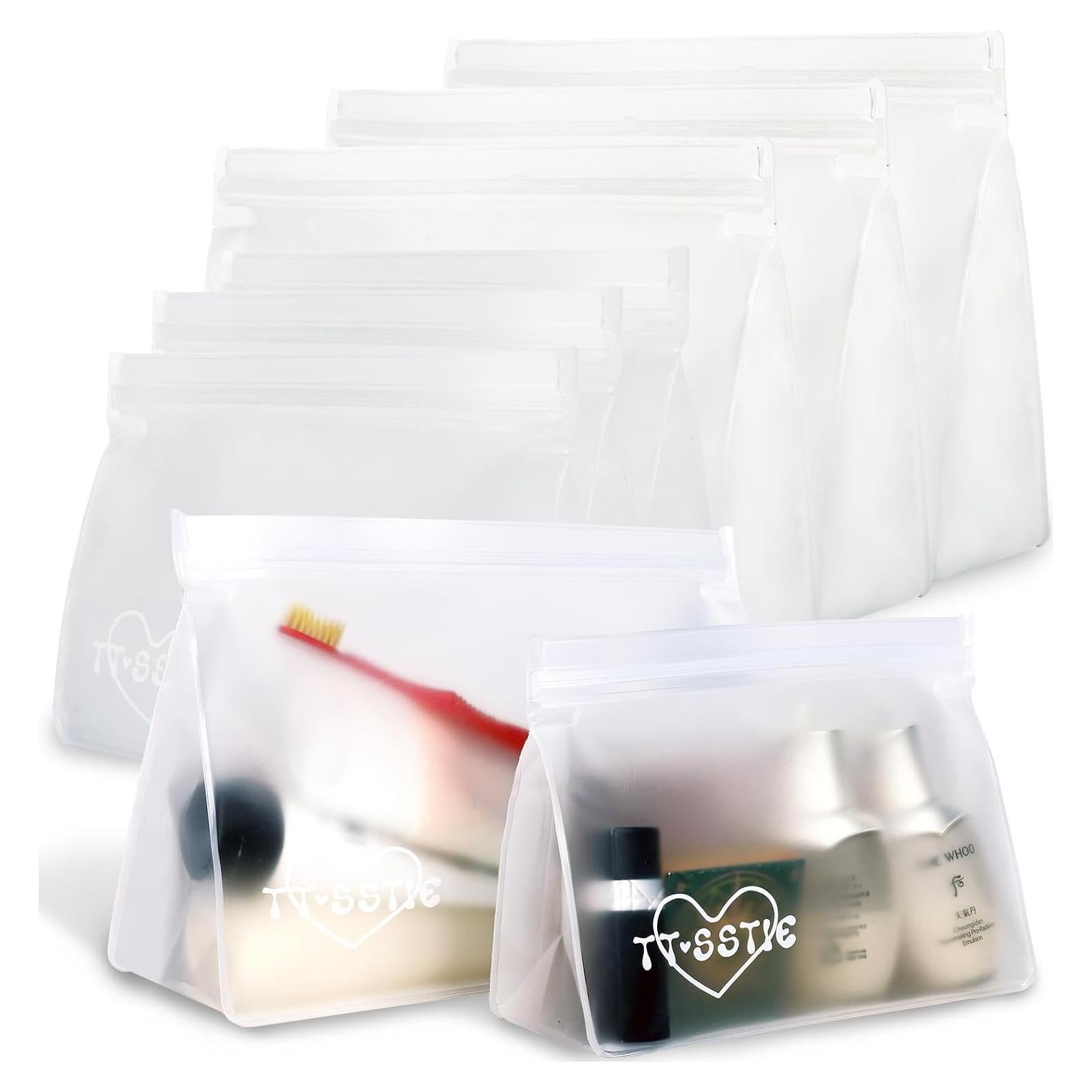 Paquete de 8 bolsas de tocador TSA PEVA reutilizables 20.1x24.9cm