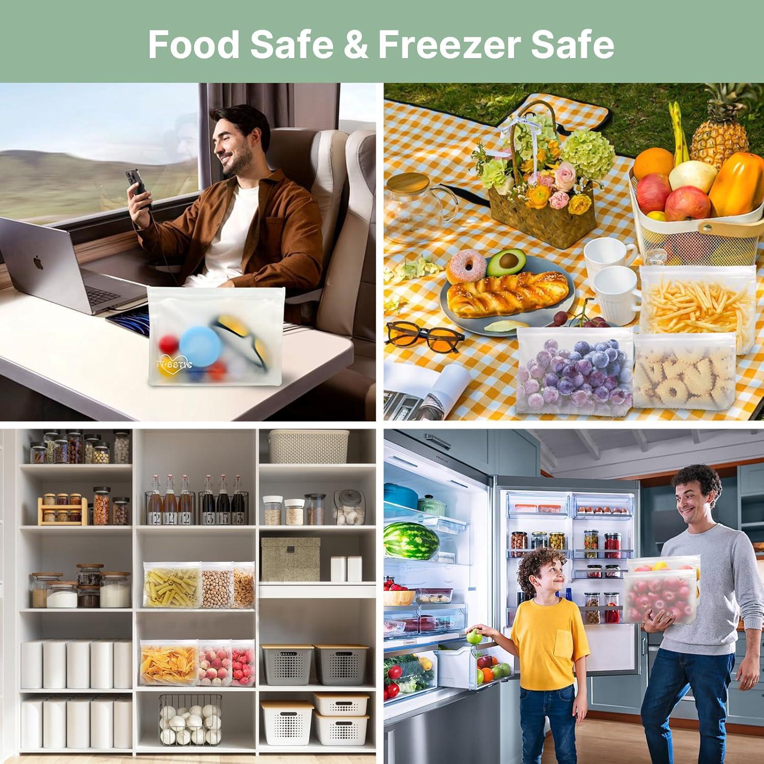 Paquete de 8 bolsas de tocador TSA PEVA reutilizables 20.1x24.9cm