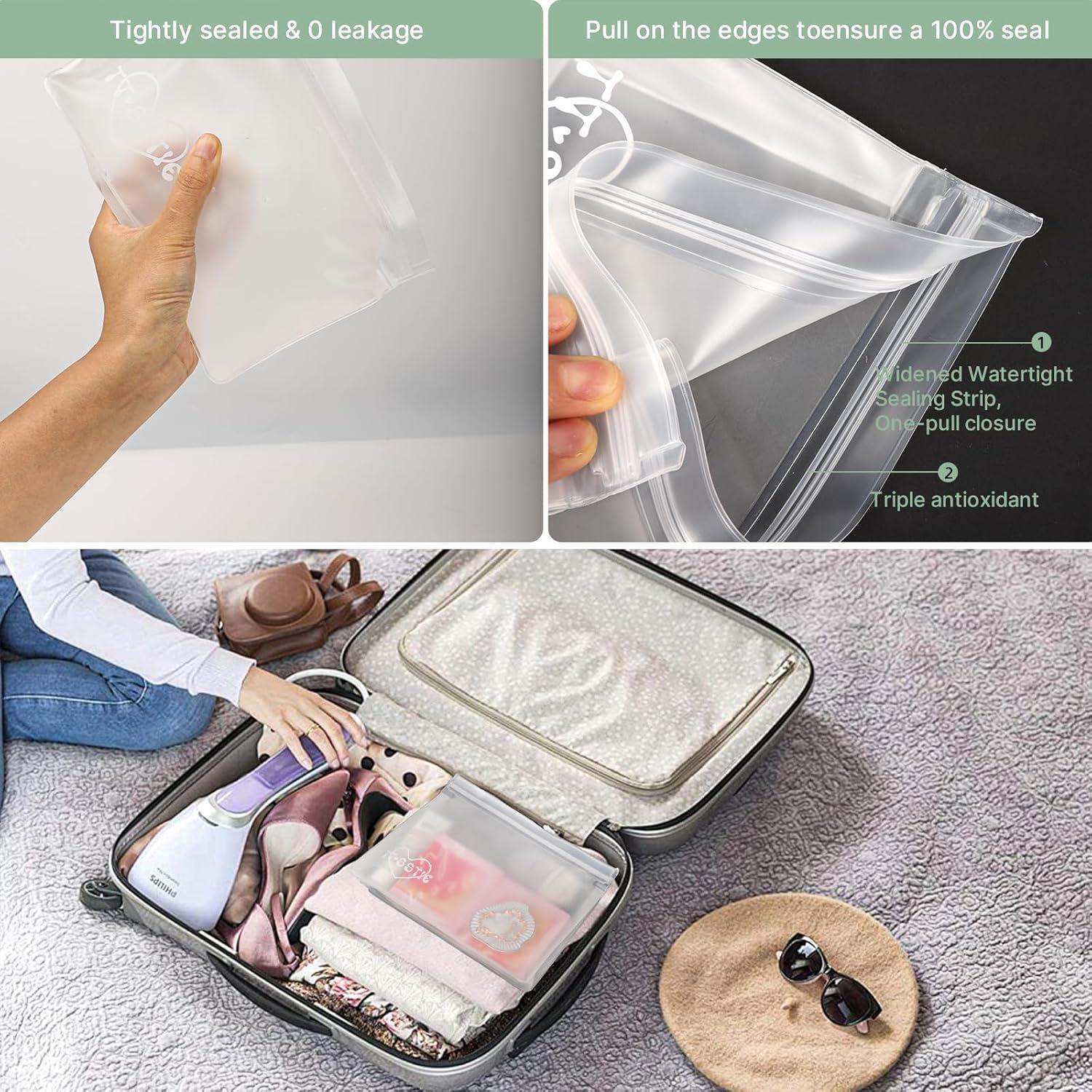 Paquete de 8 bolsas de tocador TSA PEVA reutilizables 20.1x24.9cm