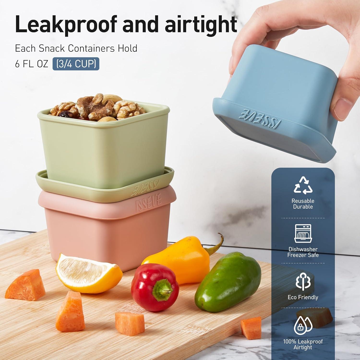 ISSEVE 6 Pack Contenedores de Snack Silicona 177ml para Niños