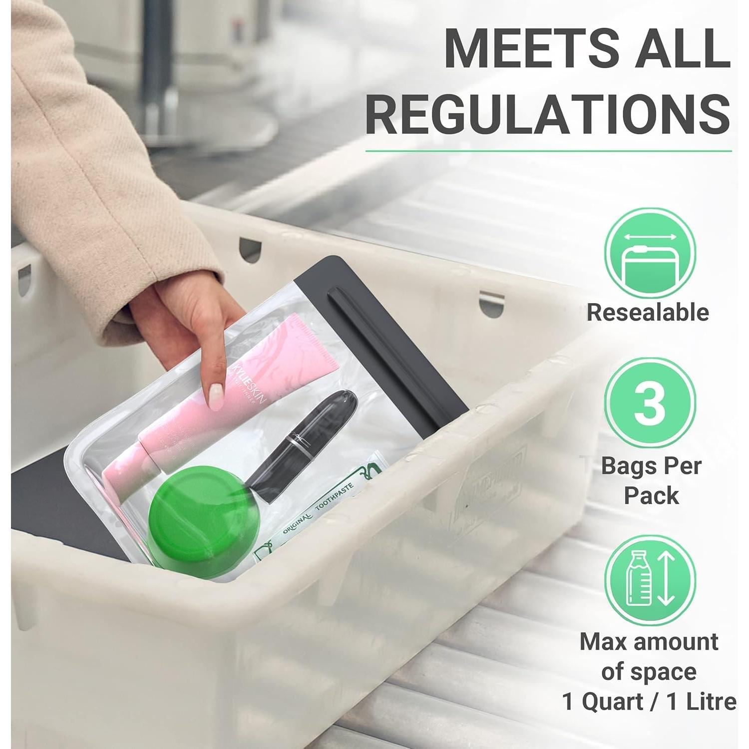 Ogato Bolsa de Aseo Transparente Aprobada por TSA - 3 Piezas