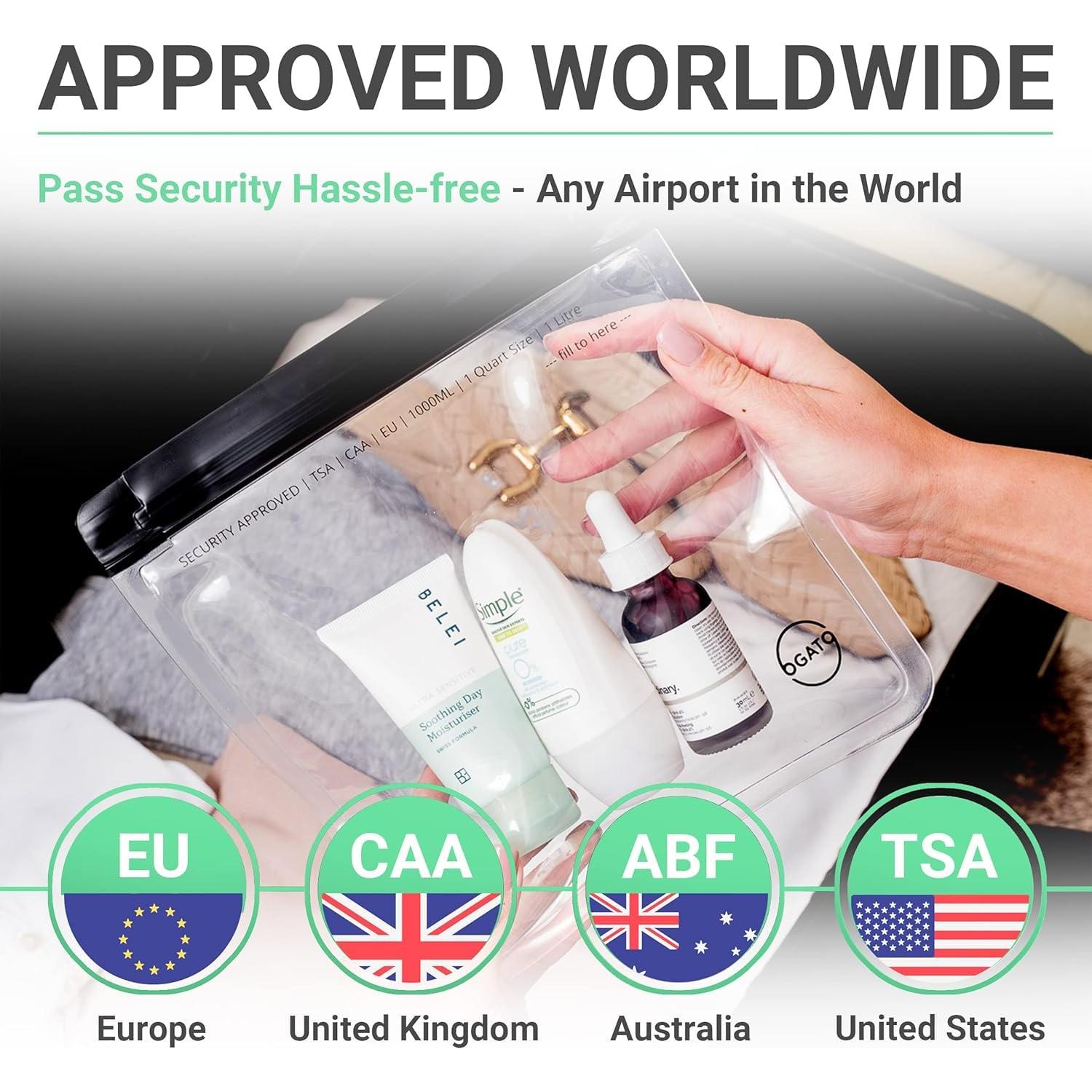 Ogato Bolsa de Aseo Transparente Aprobada por TSA - 3 Piezas