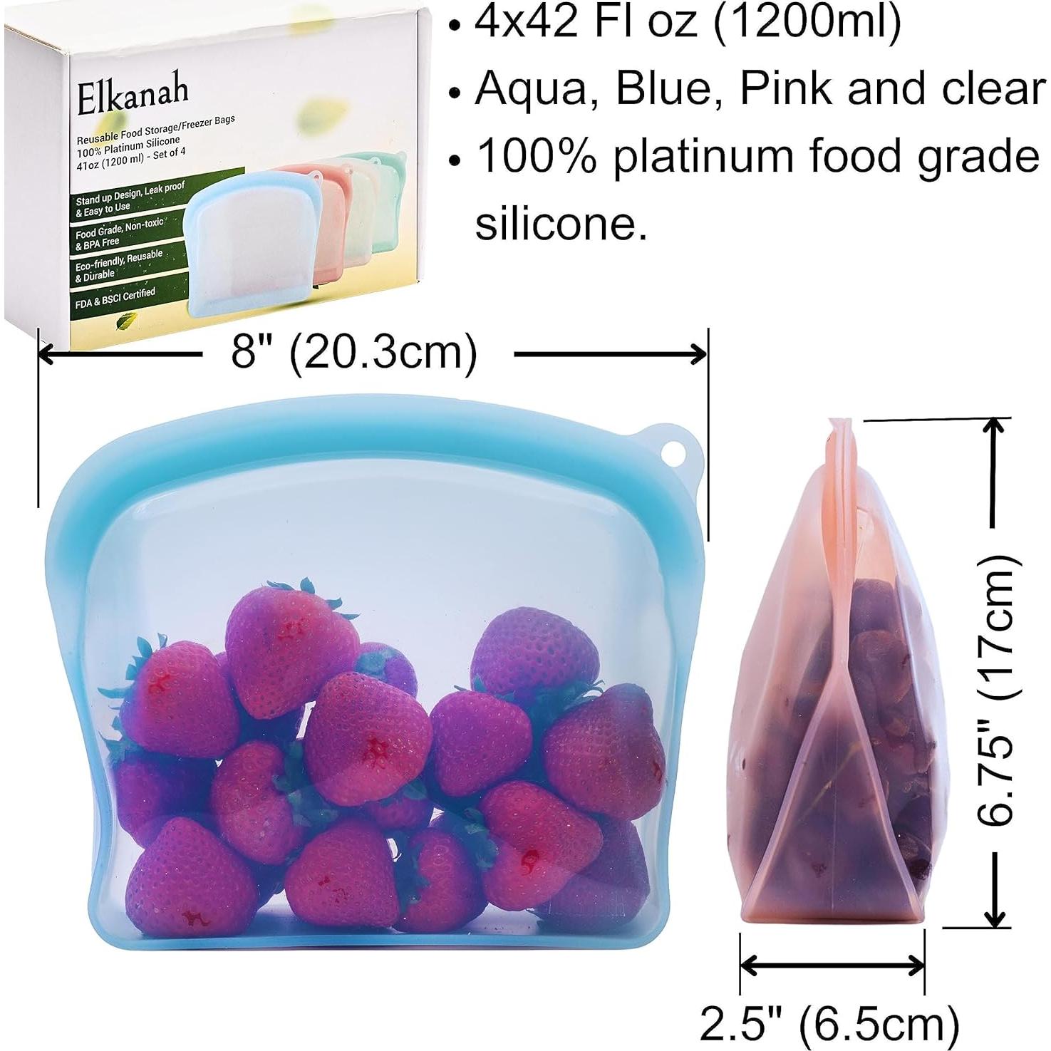 Bolsa de Almacenamiento Reutilizable Elkanah 1200ml Silicona