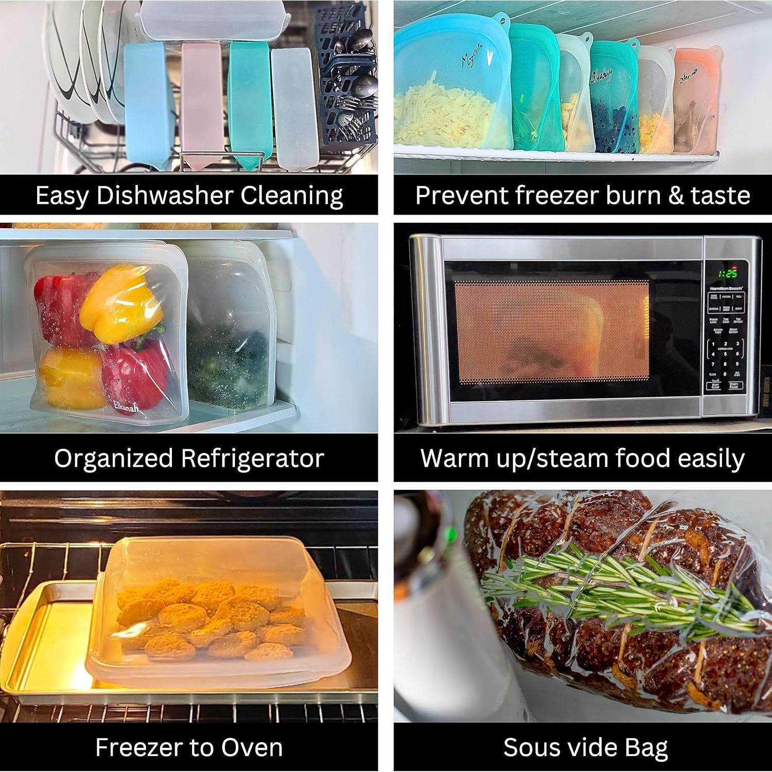 Bolsa de Almacenamiento Reutilizable Elkanah 1200ml Silicona