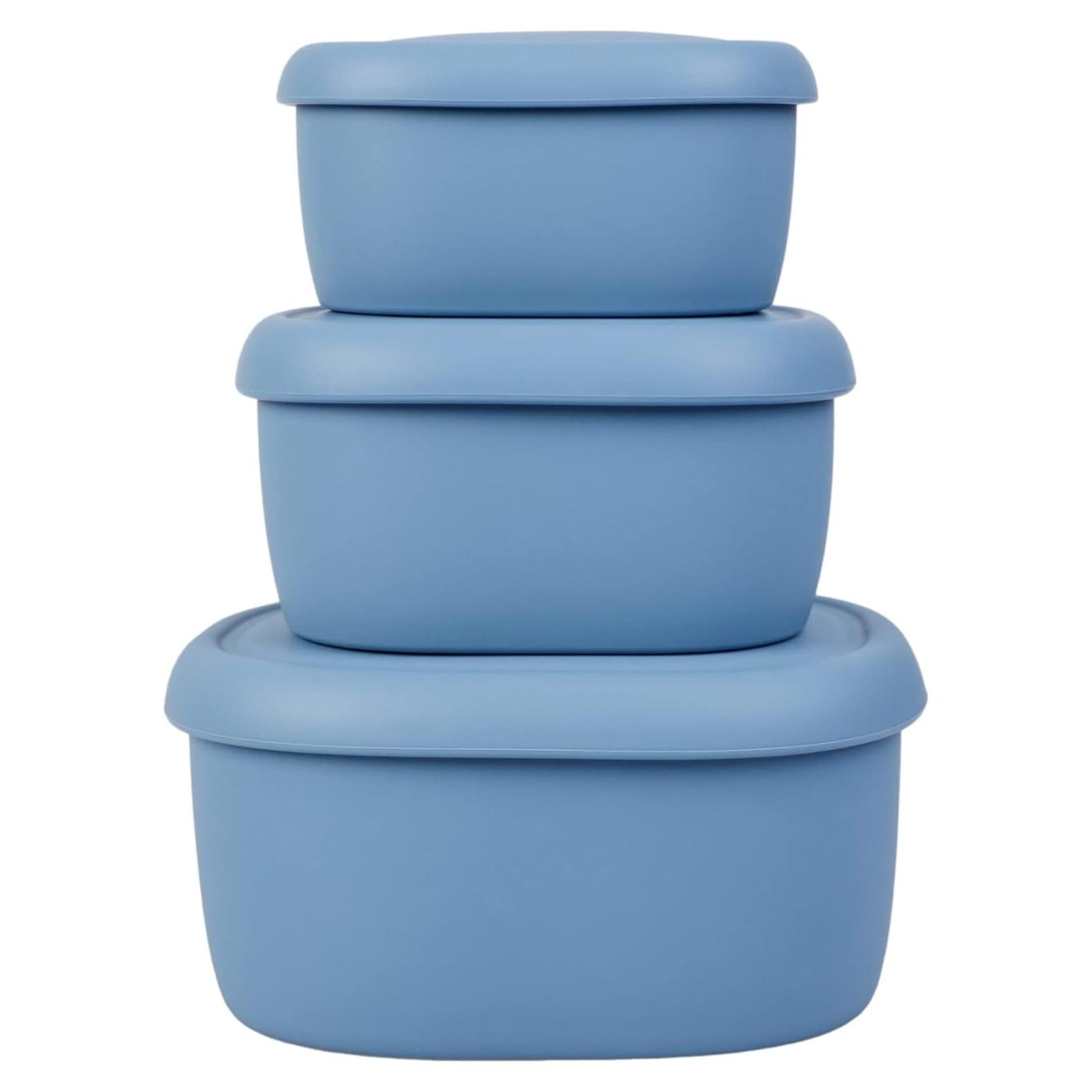 Juego de 3 Contenedores de Silicona Blue Ginkgo - 200ml, 300ml, 600ml