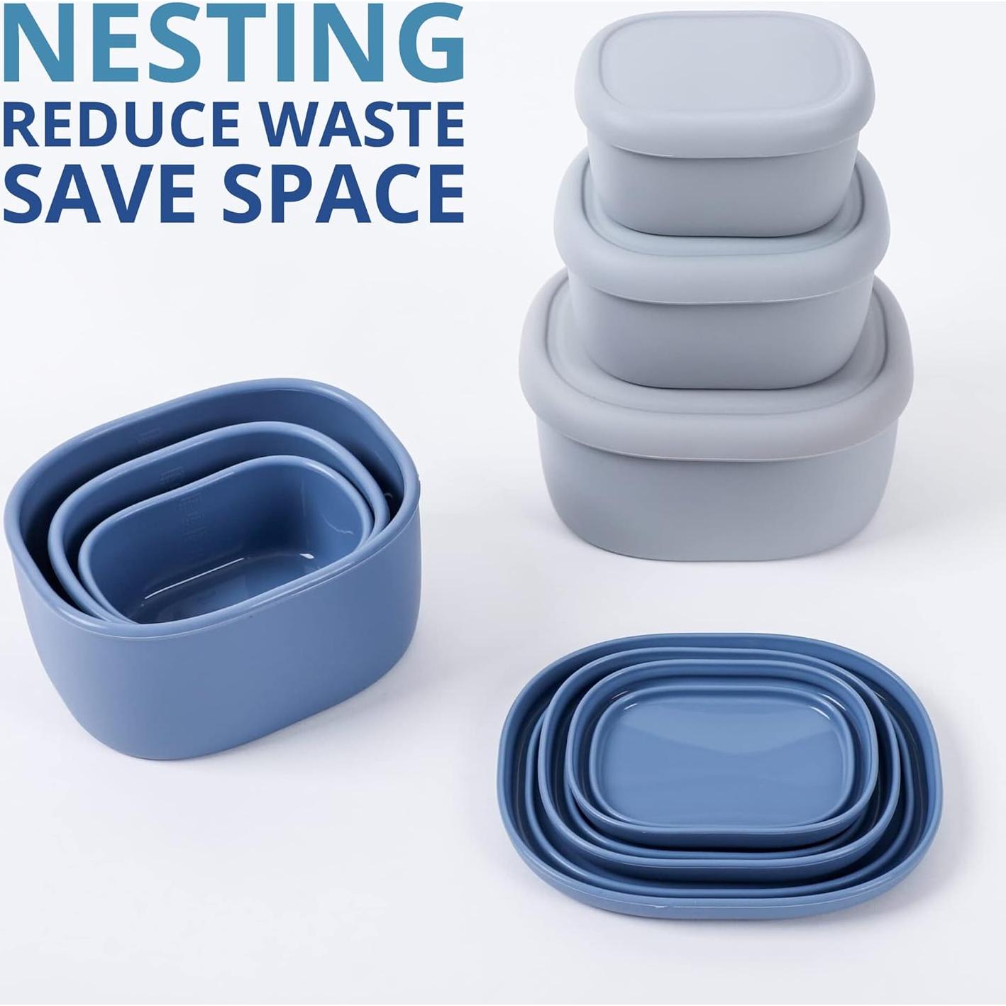 Juego de 3 Contenedores de Silicona Blue Ginkgo - 200ml, 300ml, 600ml