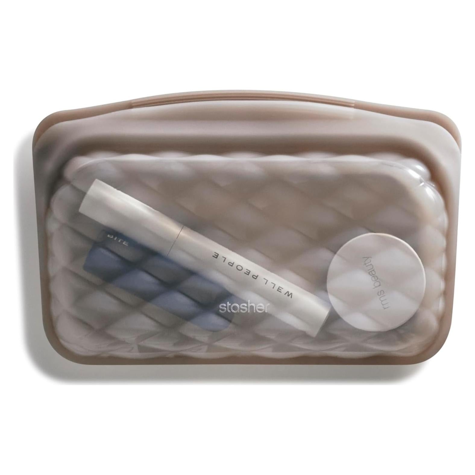 Bolsa de Maquillaje Reutilizable Stasher Taupe 12 Oz Ecológica