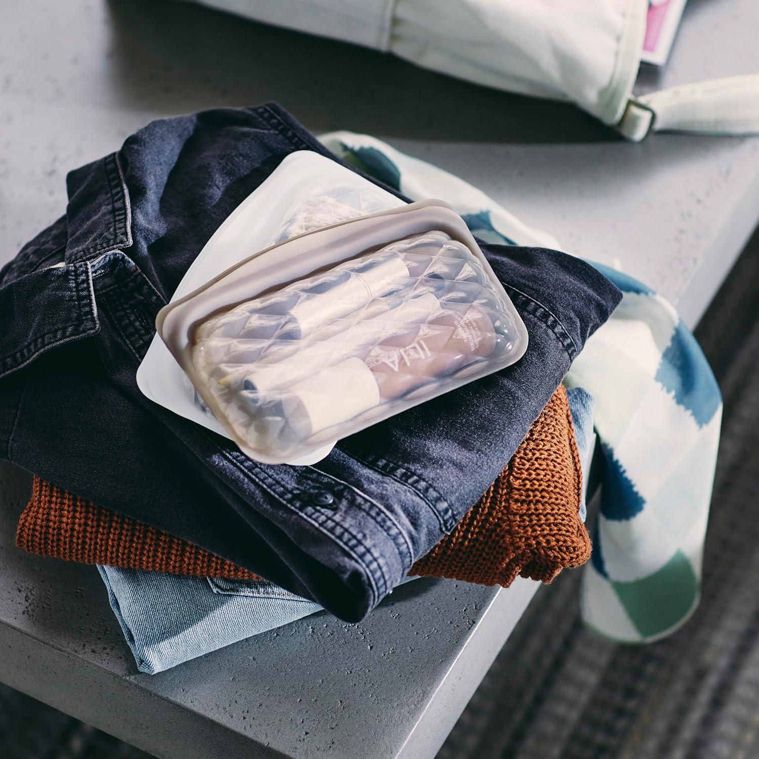 Bolsa de Maquillaje Reutilizable Stasher Taupe 12 Oz Ecológica