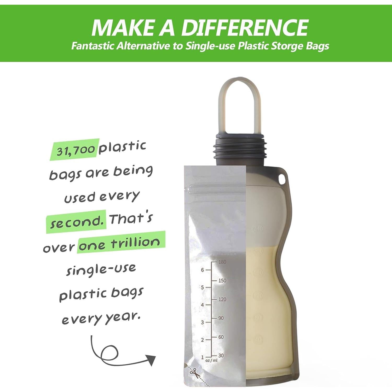 Bolsa de Almacenamiento de Leche Materna Haakaa 260 ml - 5 Unidades